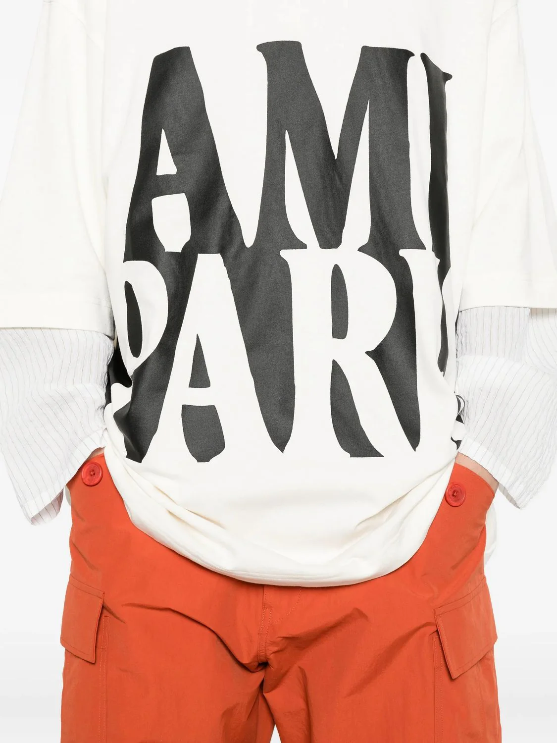 Ami Paris Oversized Fit Short Sleeve T-Shirt with Paint Print - Image 4