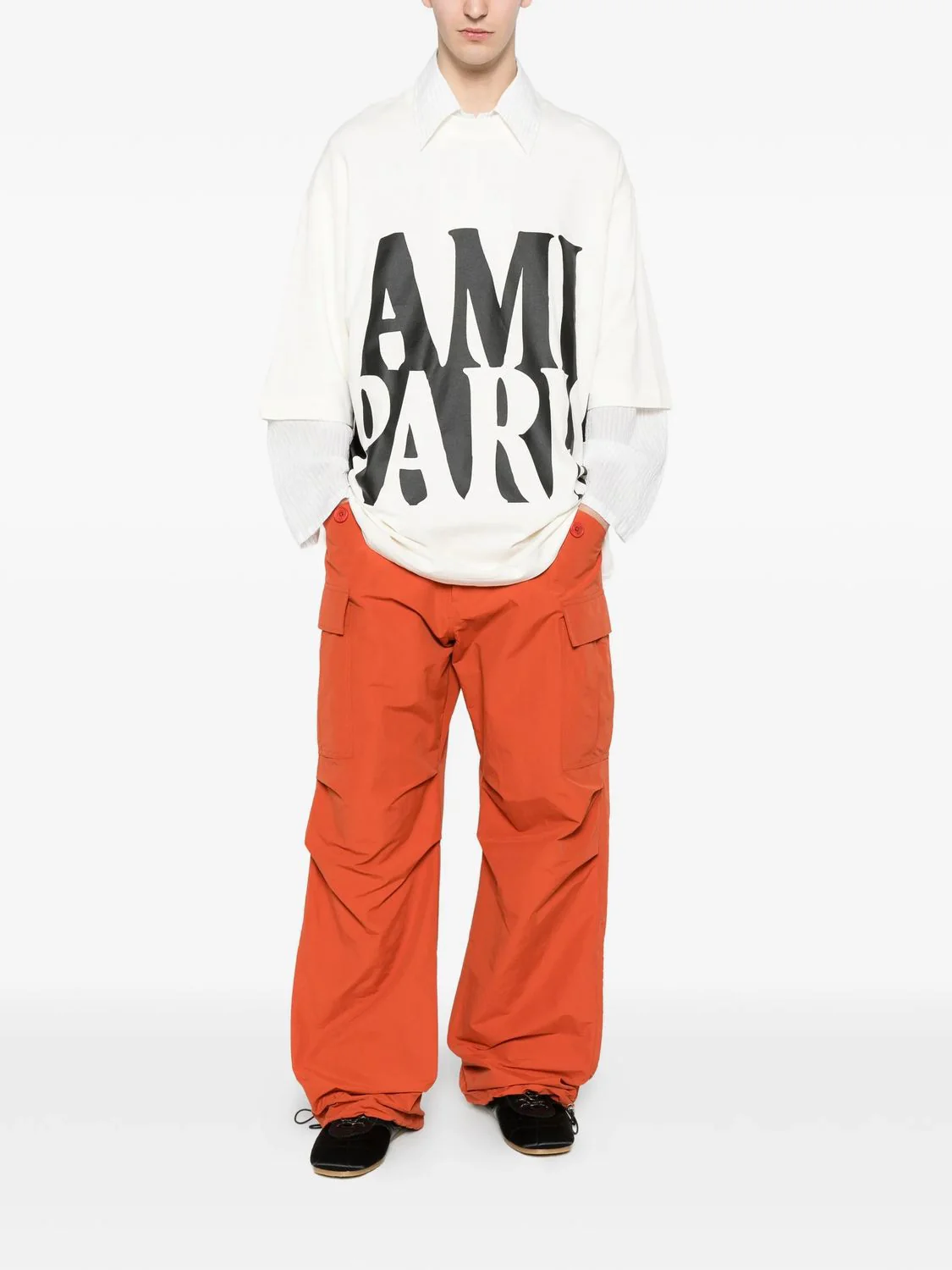 Ami Paris Oversized Fit Short Sleeve T-Shirt with Paint Print - Image 5
