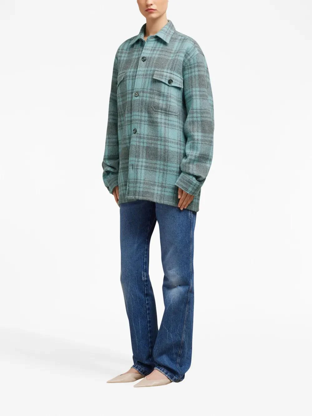 Ami Paris Oversized Wool Check Shirt Jacket - Image 2