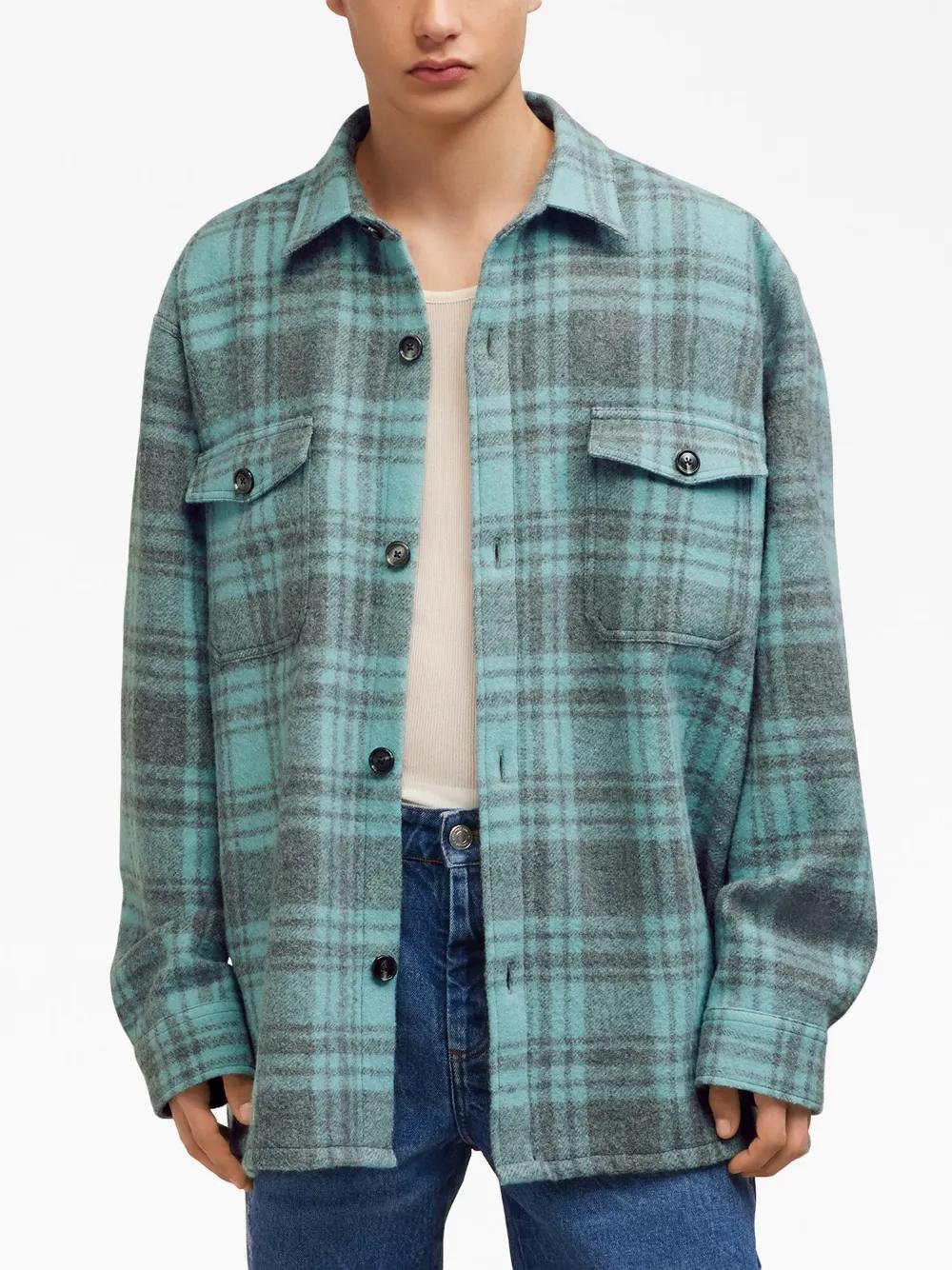 Ami Paris Oversized Wool Check Shirt Jacket - Image 4