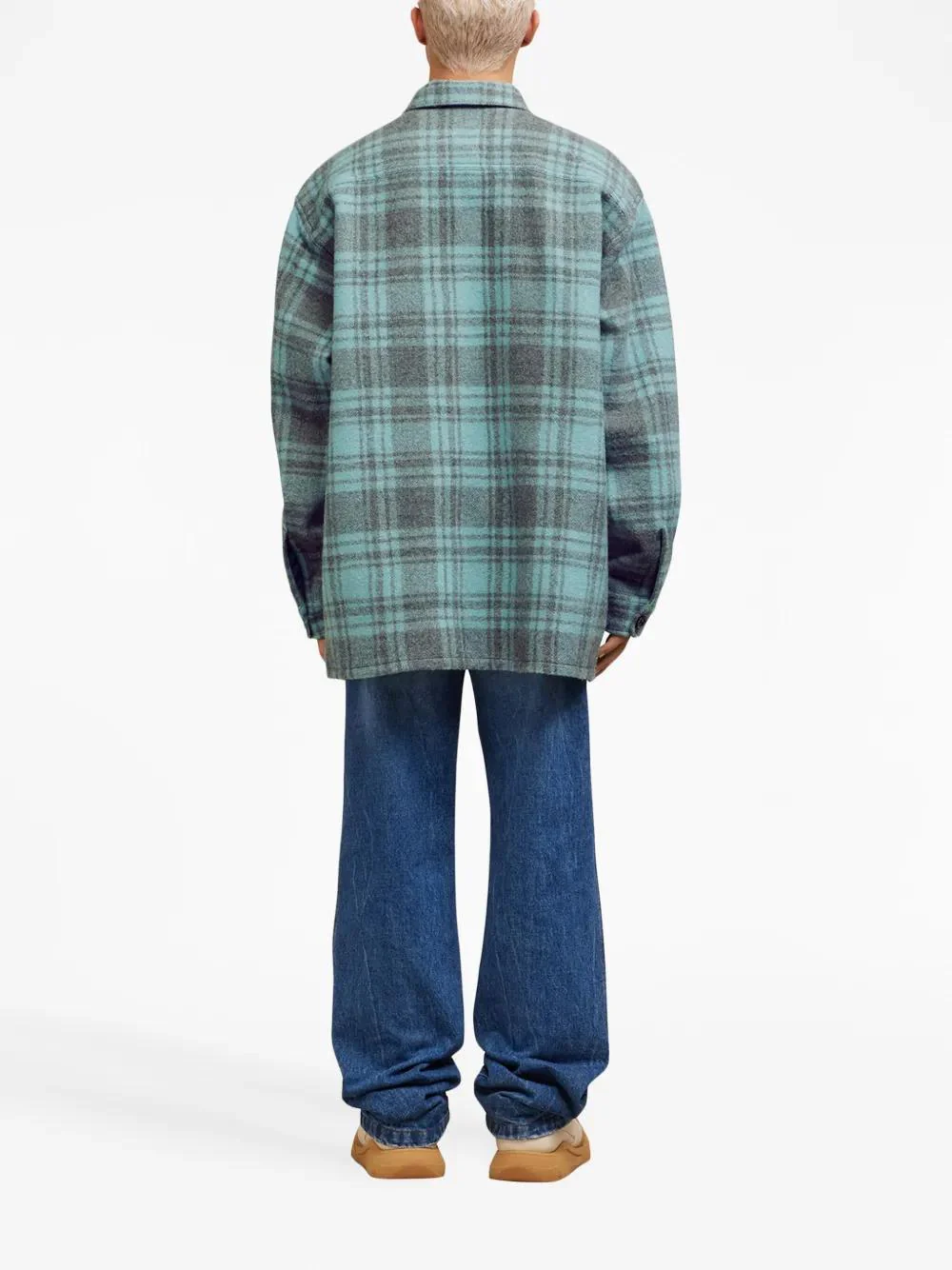 Ami Paris Oversized Wool Check Shirt Jacket - Image 5