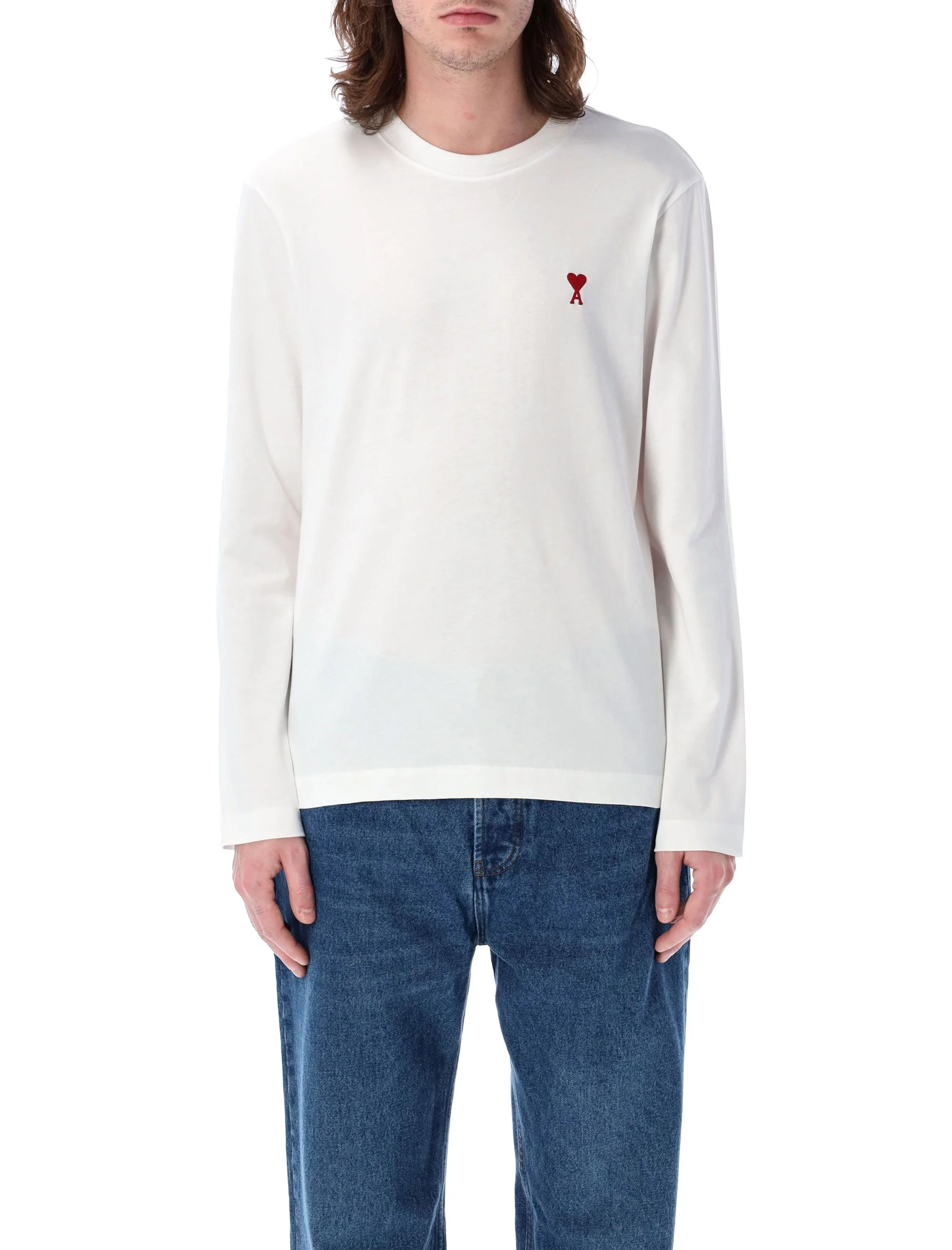 Ami Paris Red Ami de Coeur Long Sleeves T-Shirt