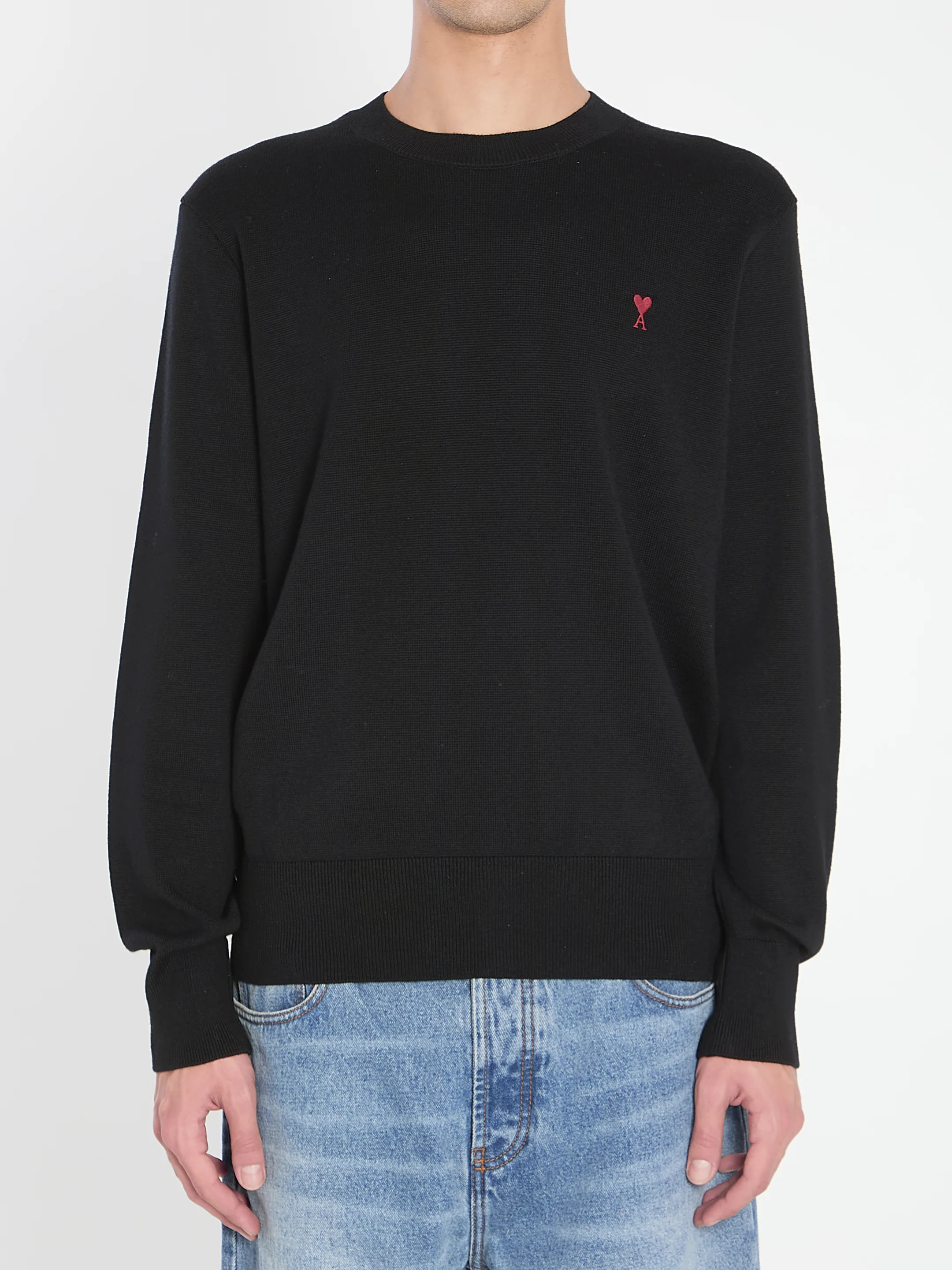 Ami Paris Relaxed Fit Crew Neck Sweater for Men