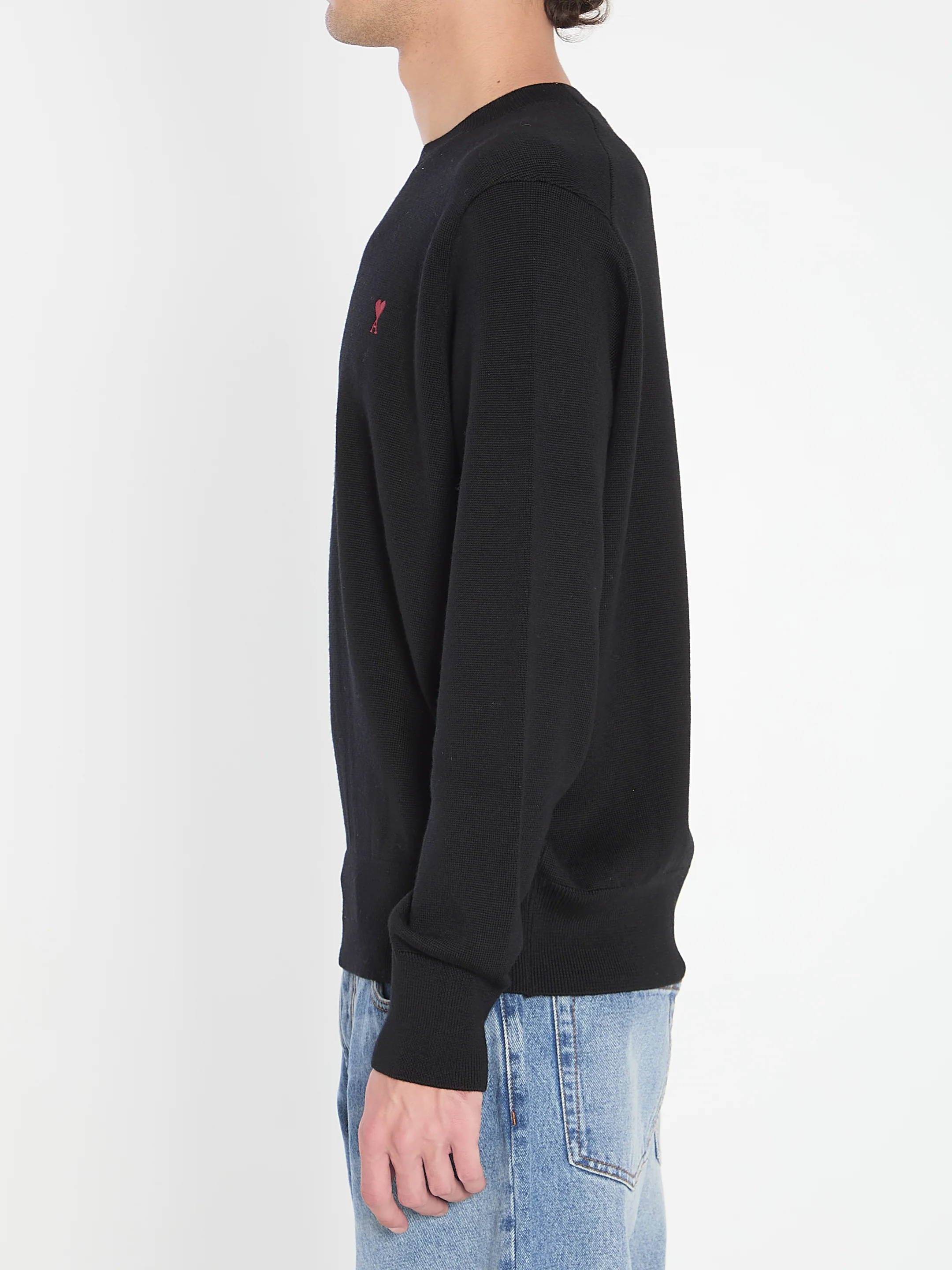 Ami Paris Relaxed Fit Crew Neck Sweater for Men - Image 3