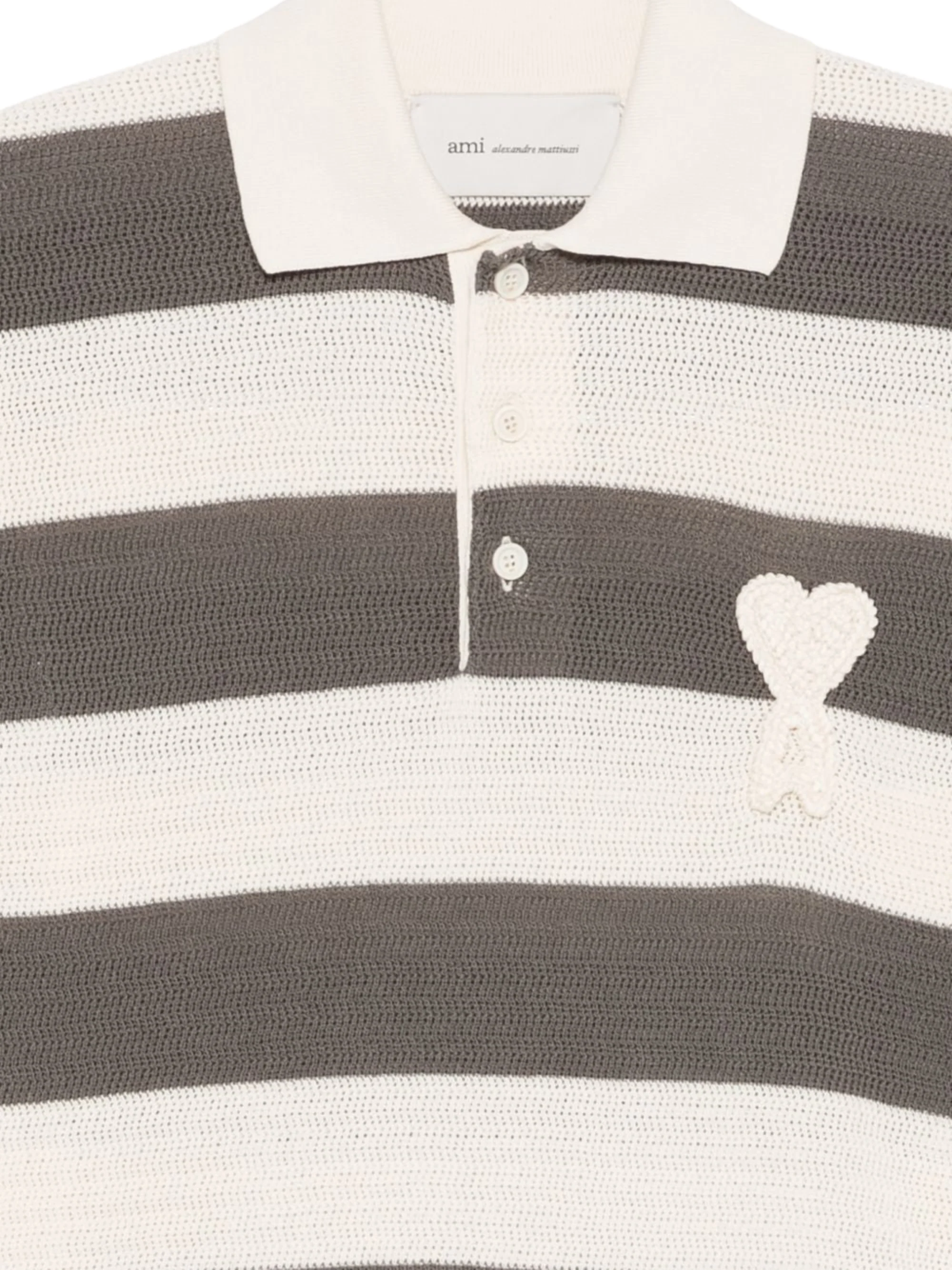Ami Paris Striped Heart Polo Shirt - Image 3