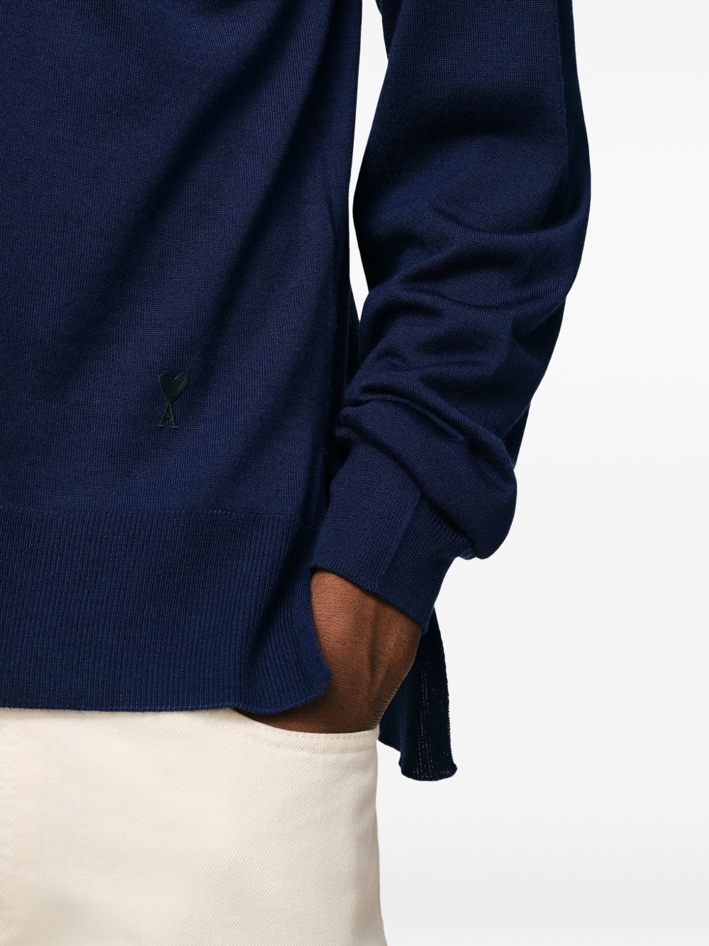 Ami Paris Thin Wool Crewneck Ami de Coeur Sweater - Image 4