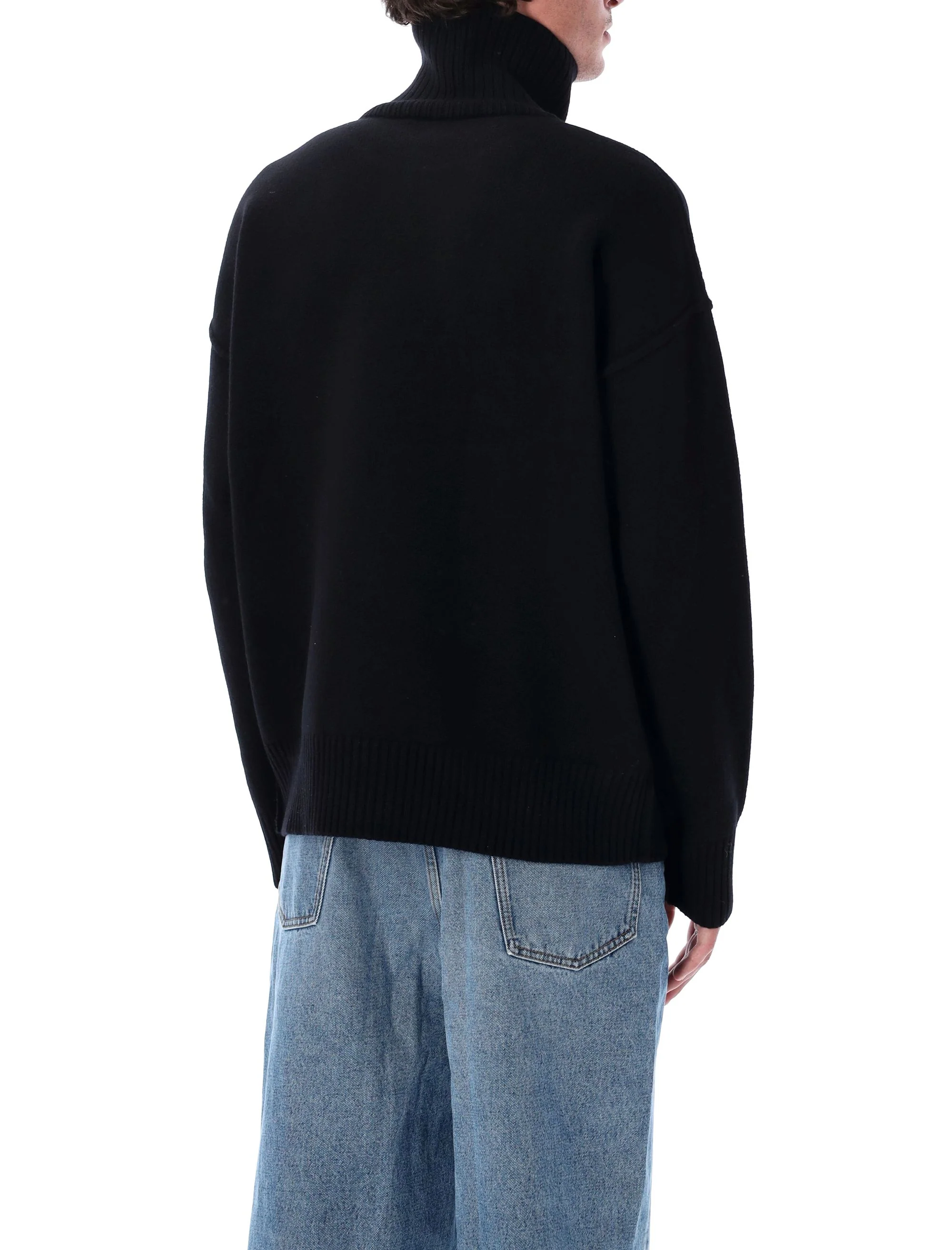 AMI PARIS Wool Ami de Coeur Funnel Neck Sweater - Image 7