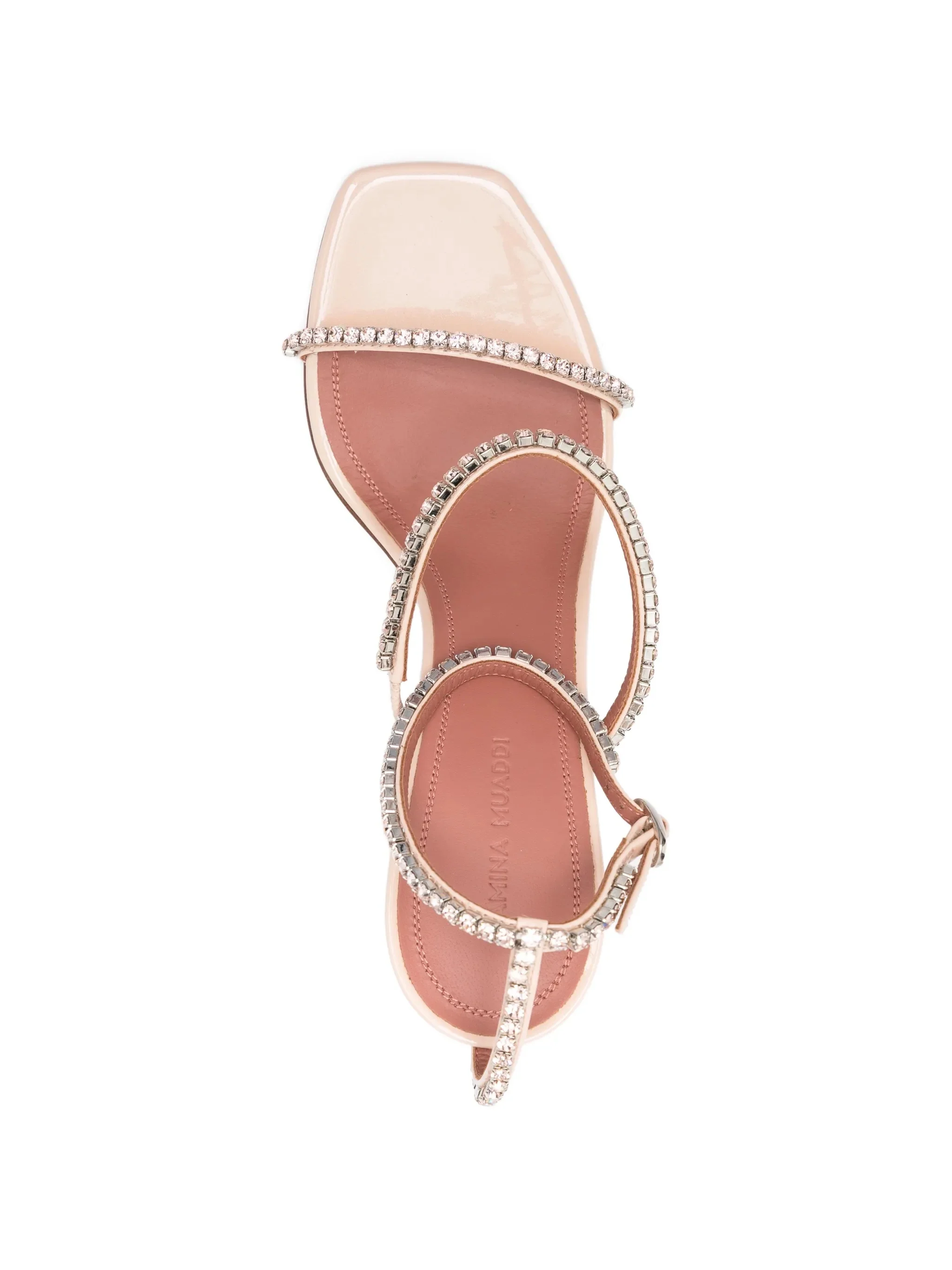 Amina Muaddi Elegant Square Toe Sandals with 95mm Heel - Image 4