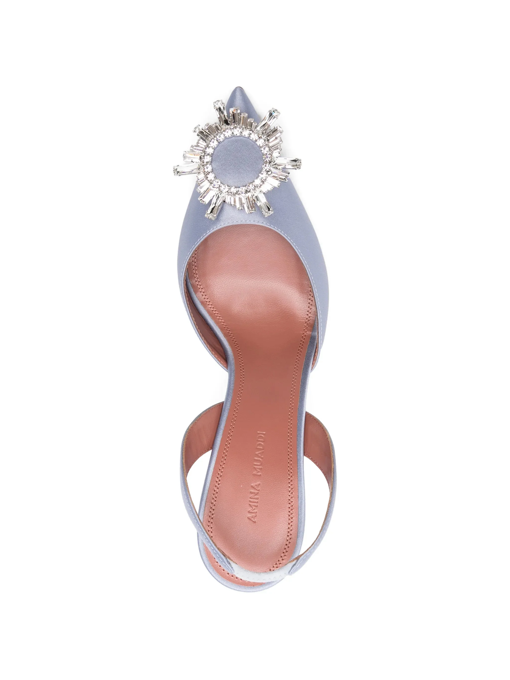 Amina Muaddi Embellished Pointed Toe Slingback Heels with 95mm Heel - Image 4