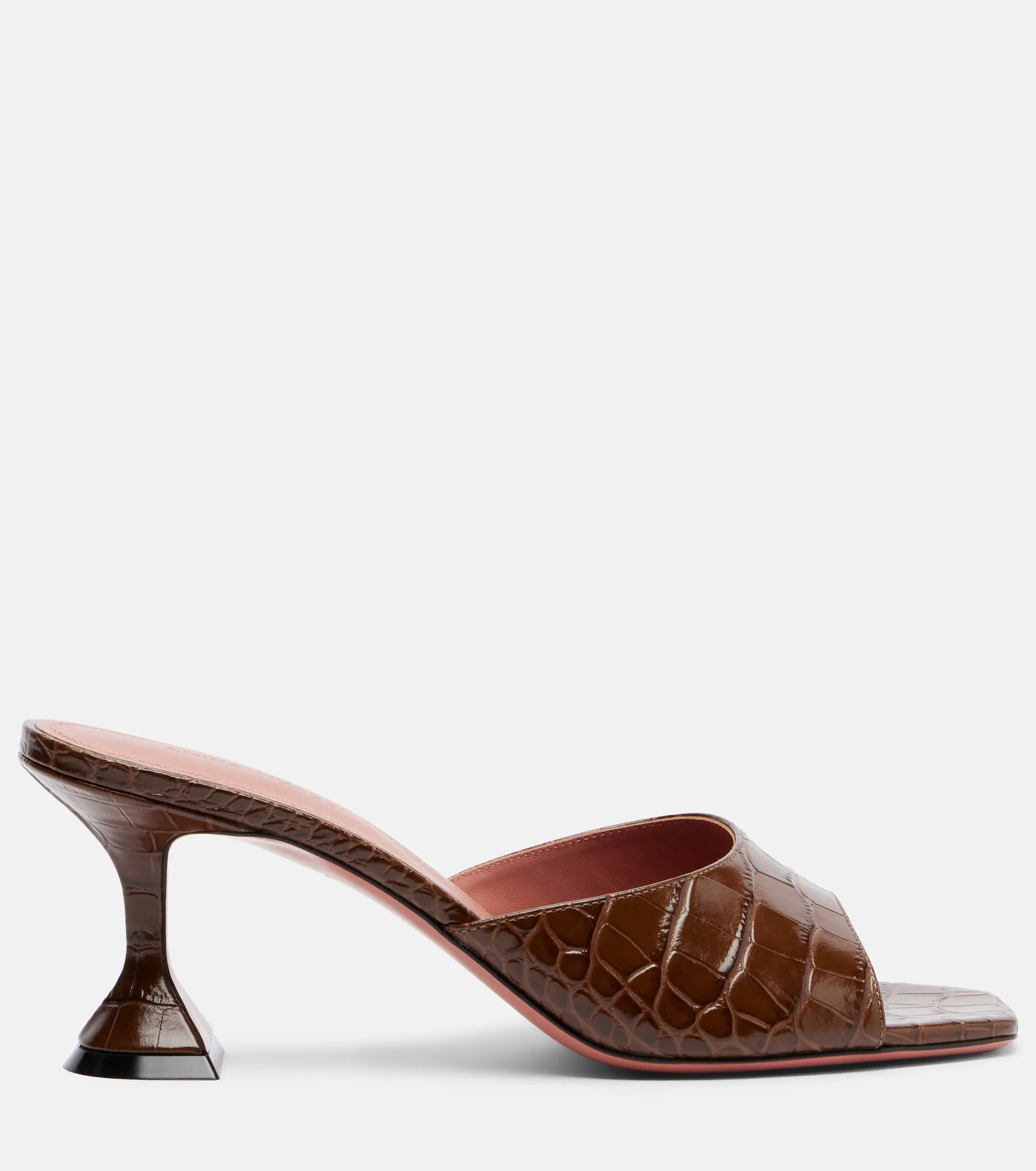 Amina Muaddi Lupita Slip-On Sandals with Square Toe and 70mm Heel