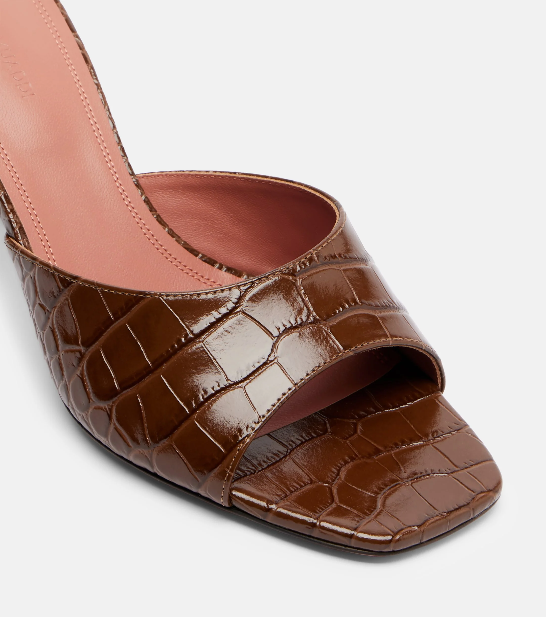 Amina Muaddi Lupita Slip-On Sandals with Square Toe and 70mm Heel - Image 4