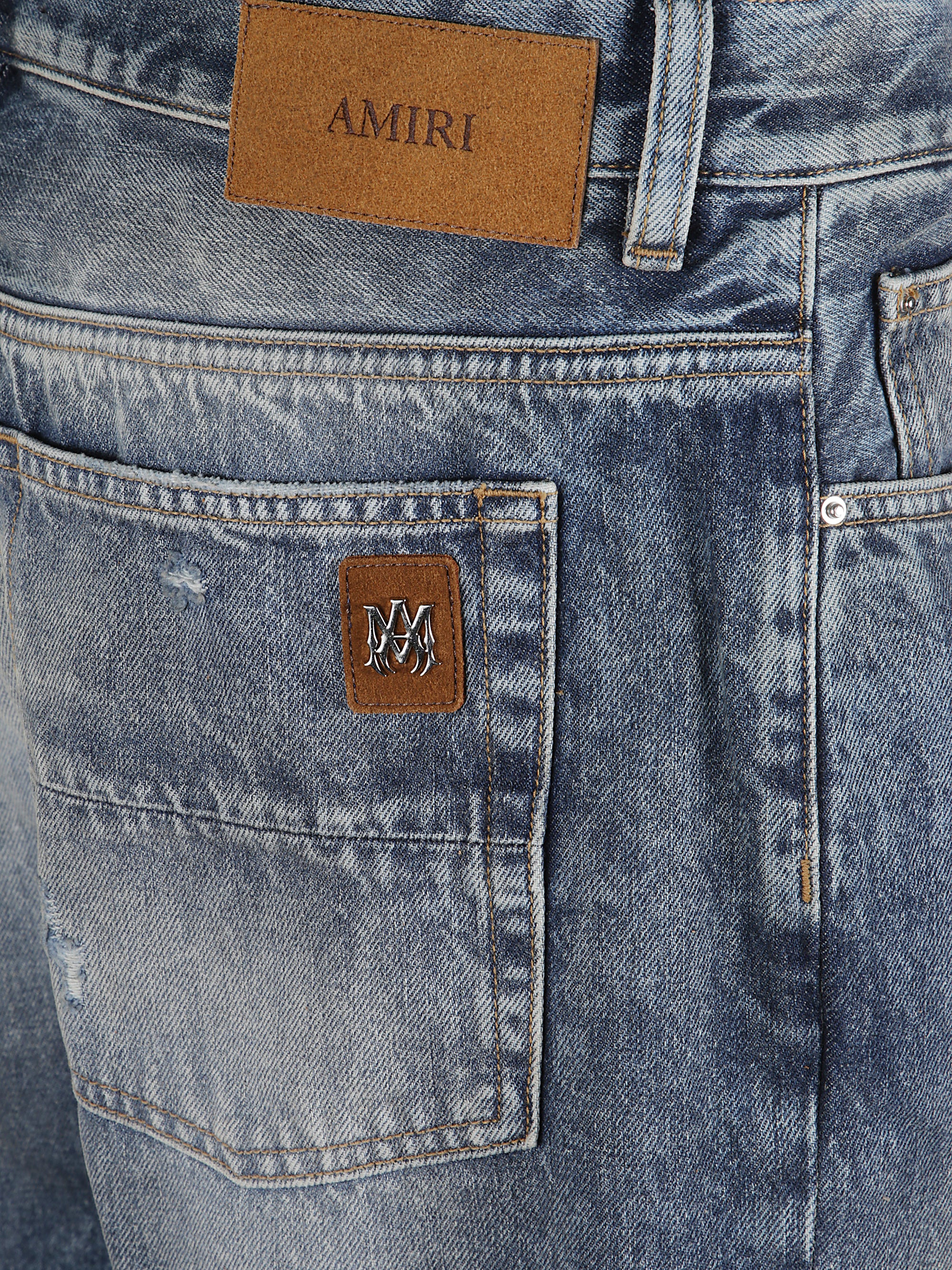 Amiri Distressed Effect Five-Pocket Jeans with Belt Loops and Button Closure - Image 3