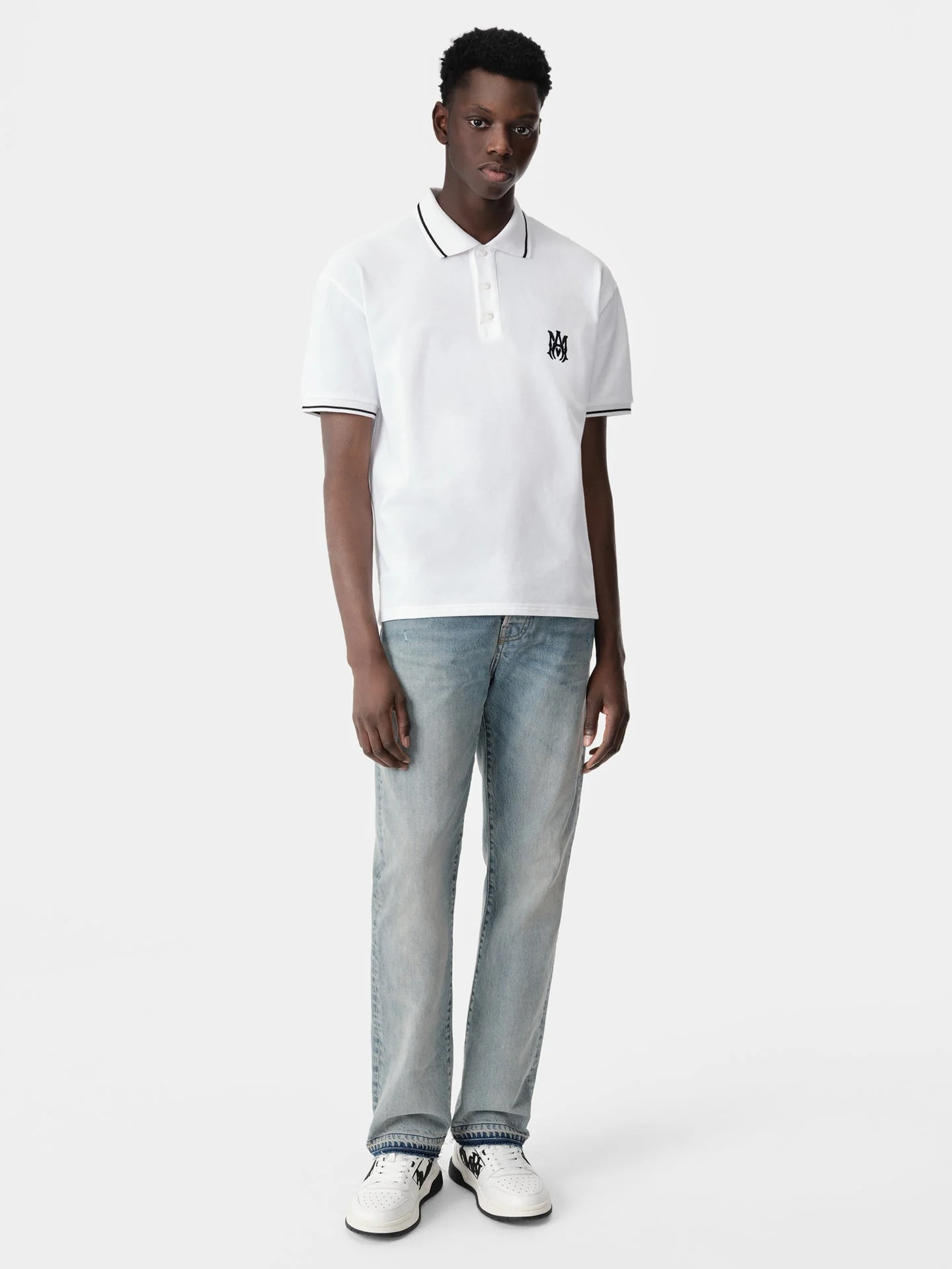 Amiri Front Half-Button Embroidered Logo T-Shirt - Size M - Image 2