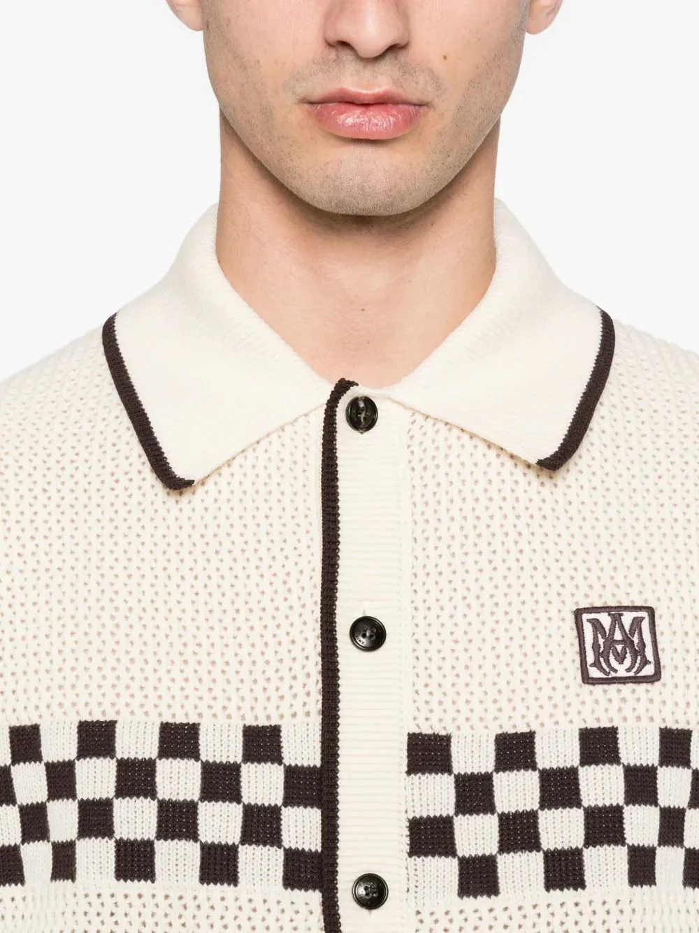 Amiri Men's Checkered Mesh Mini Shirt - Image 5