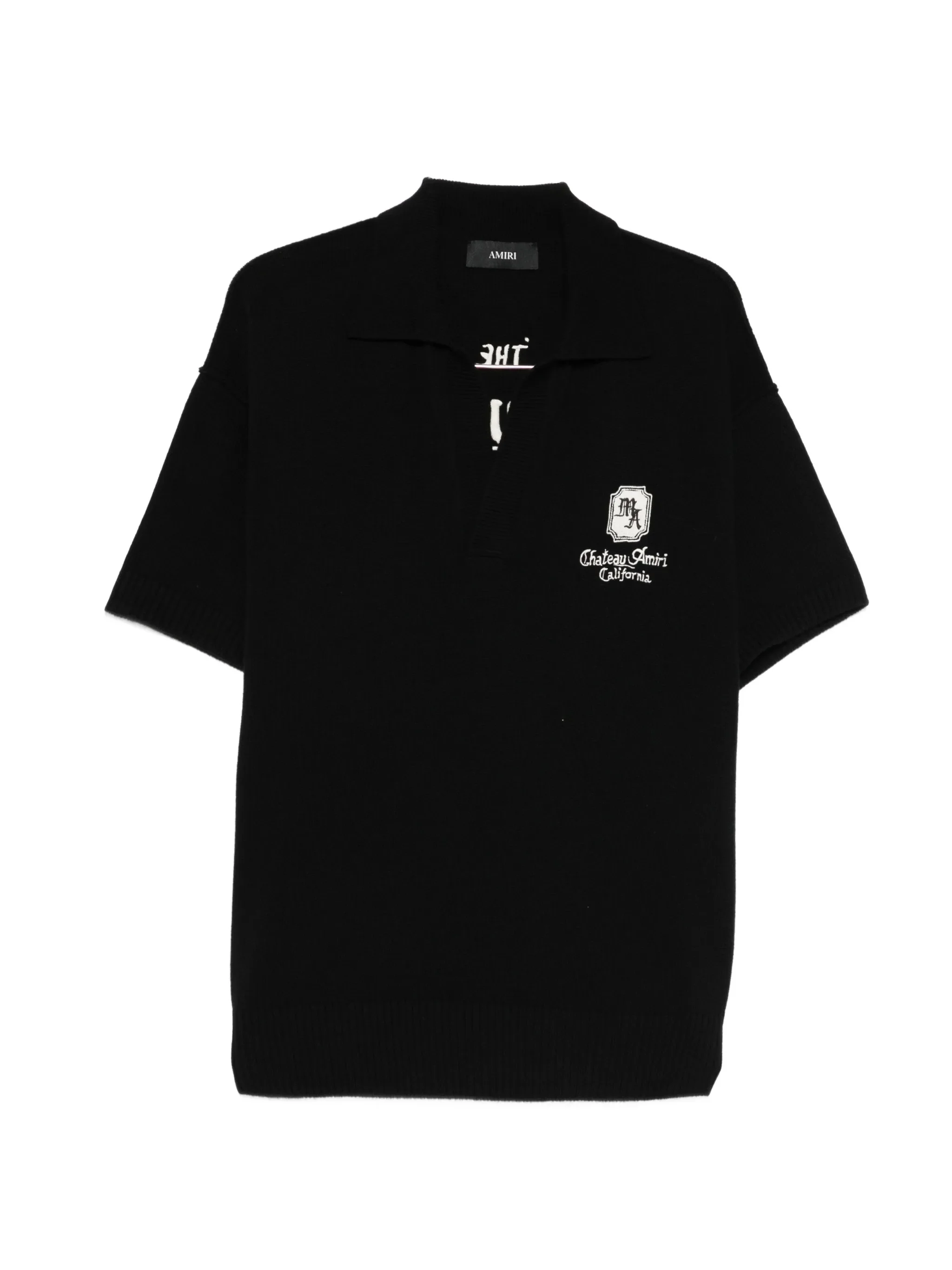 Amiri Men's Short-Sleeved Knit Polo with Logo Embroidery