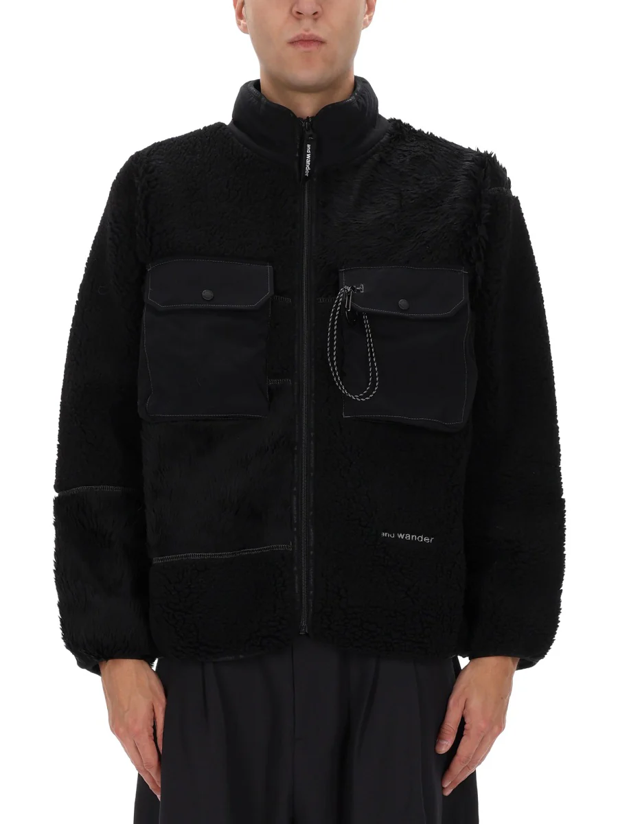 AND WANDER Boa Zip-up Jacket