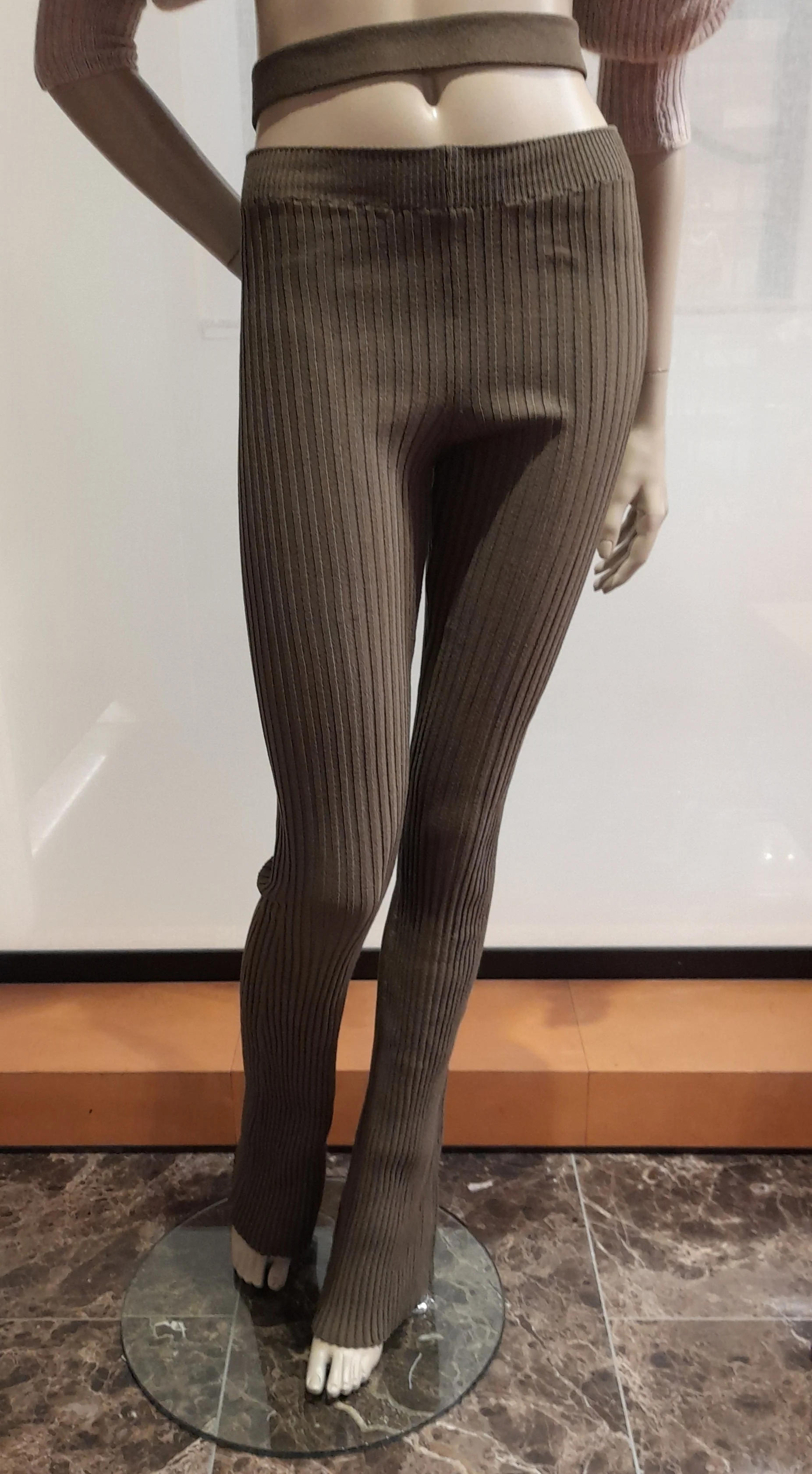 ANDREADAMO Ribbed-knit Flared Trousers