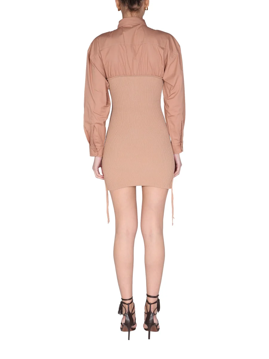 ANDREADAMO Ribbed Mini Shirt Dress - Image 3