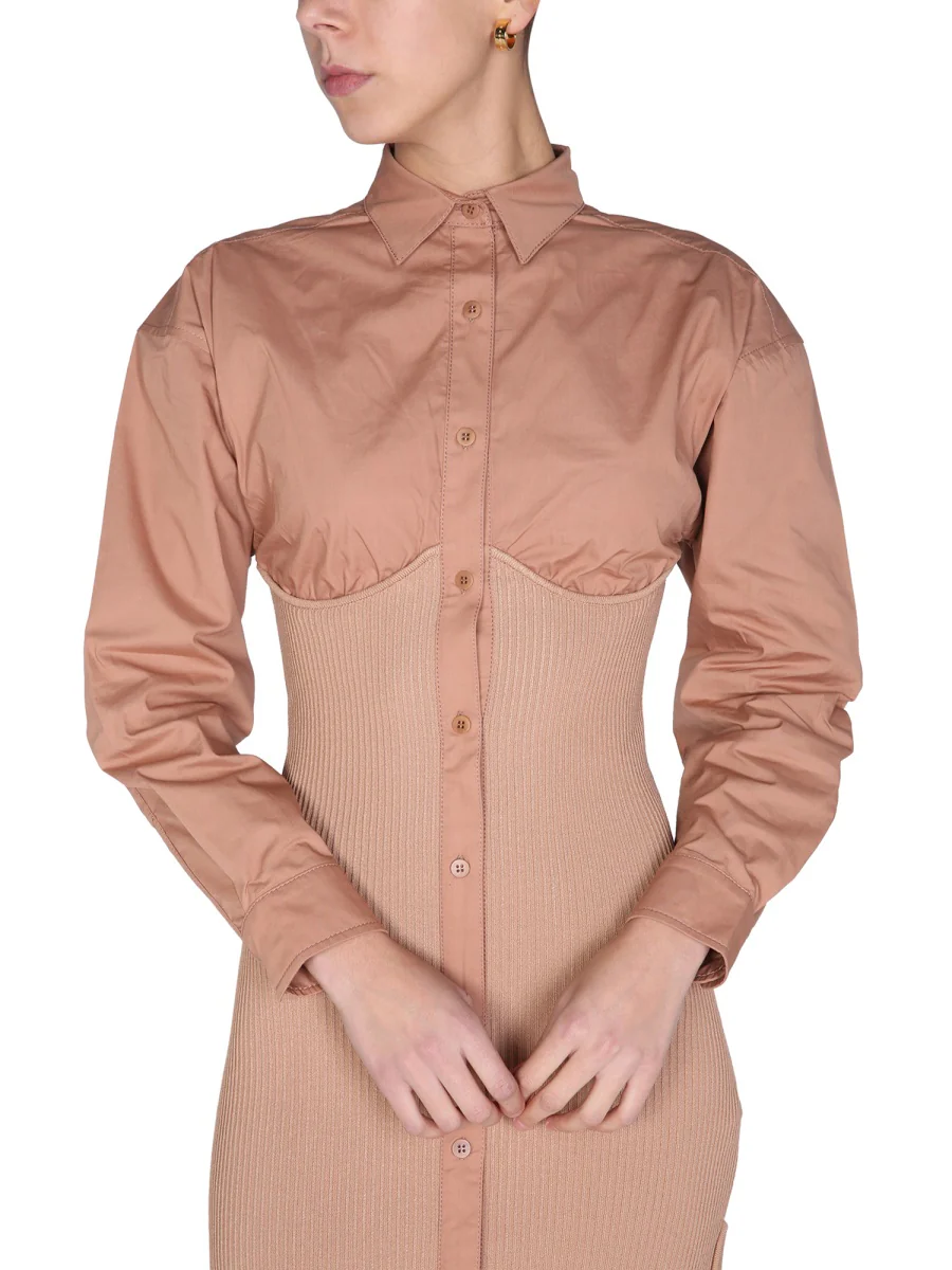 ANDREADAMO Ribbed Mini Shirt Dress - Image 4