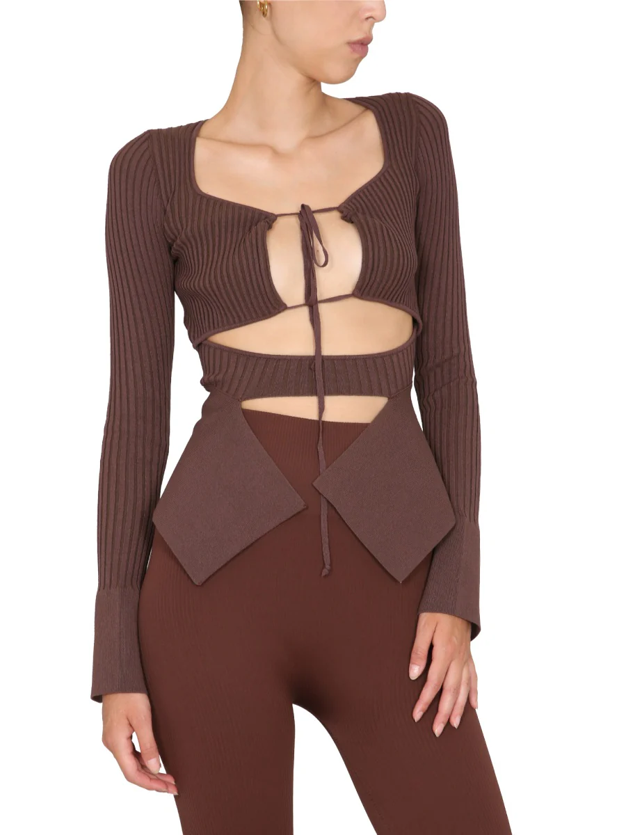 ANDREADAMO Wide Neckline Ribbed Top - Image 4