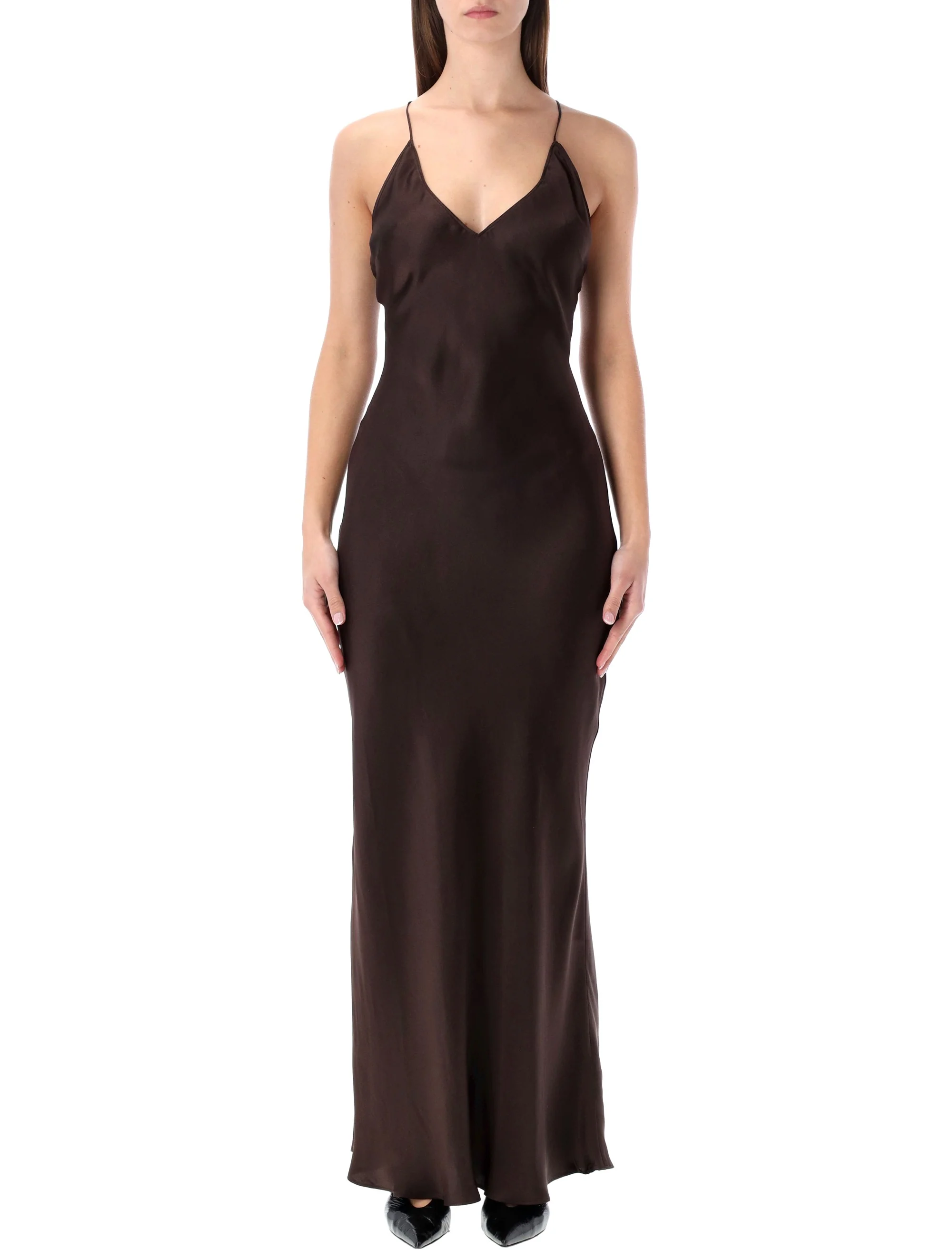 ANINE BING Laurel Silk-Blend Satin Maxi Dress