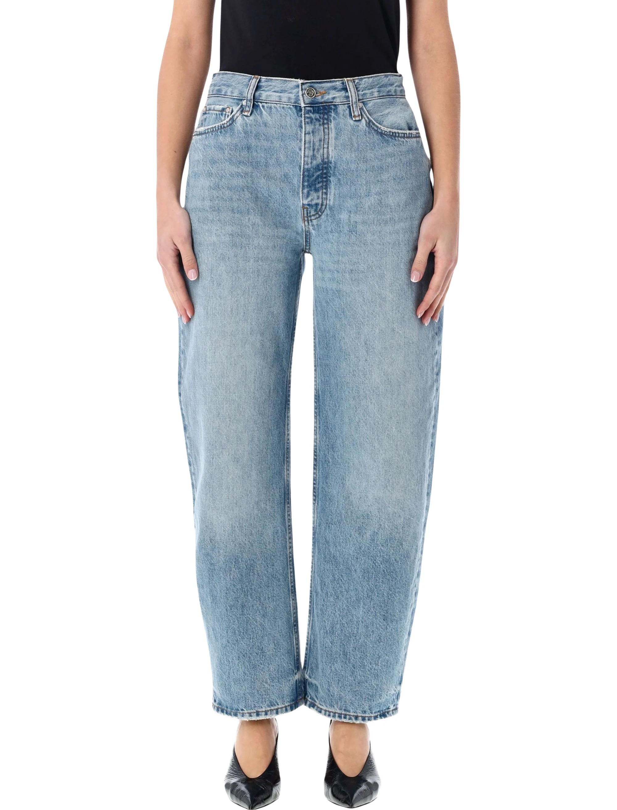 Anine Bing Midweight Cotton Barrel Jeans - Ankle Length