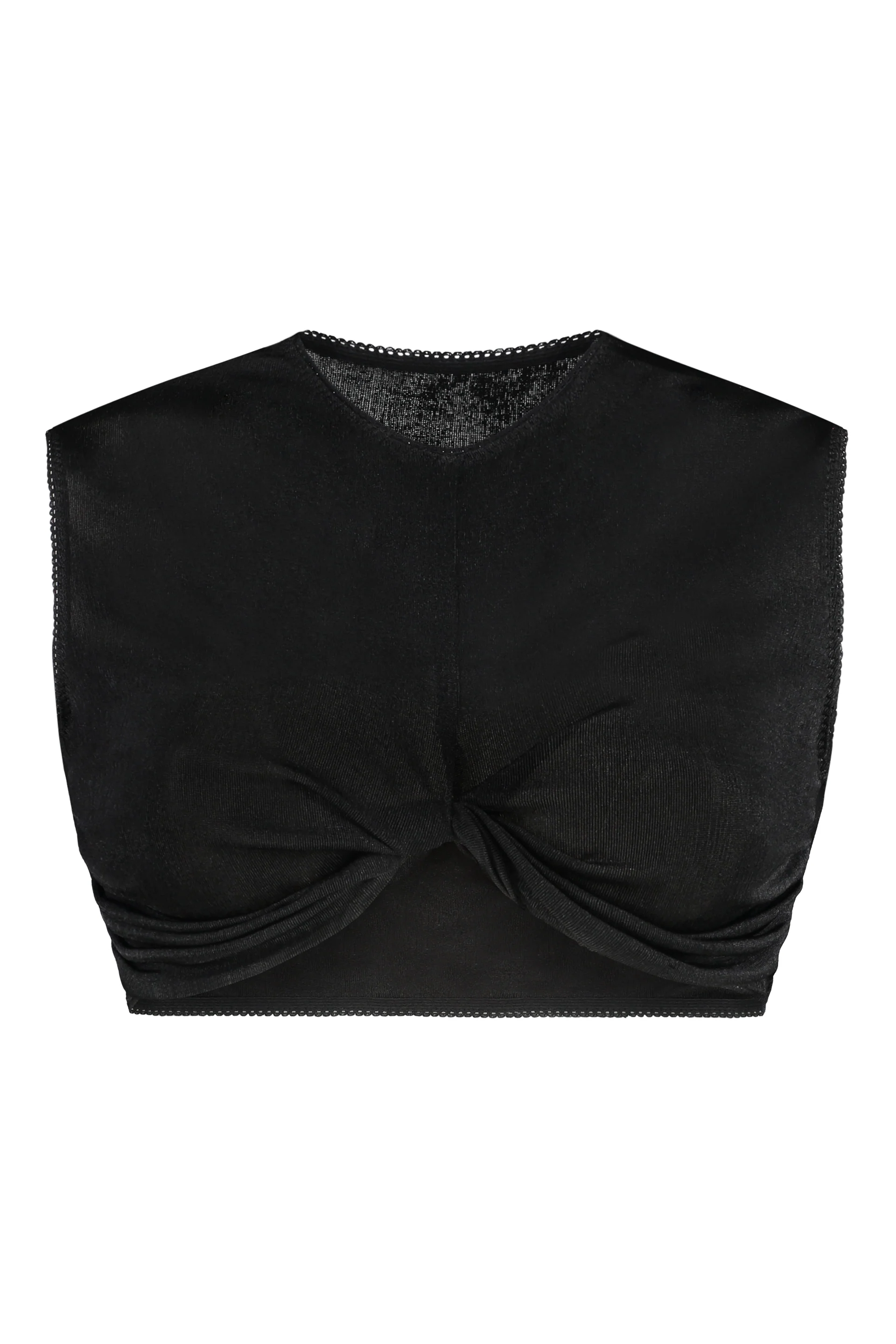 Anna October Lace Trim Mini Technical Fabric Crop Top