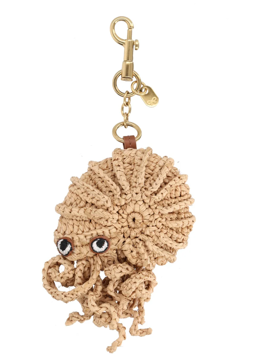 ANYA HINDMARCH Hermit Crab Leather-trimmed and Raffia Bag Charm - Image 4