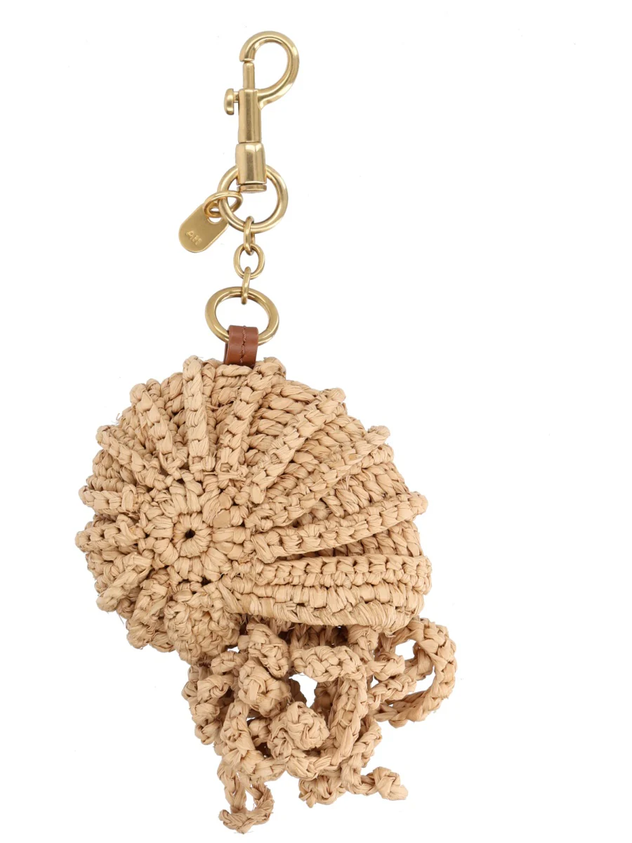 ANYA HINDMARCH Hermit Crab Leather-trimmed and Raffia Bag Charm - Image 5