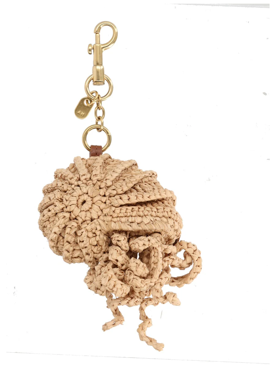 ANYA HINDMARCH Hermit Crab Leather-trimmed and Raffia Bag Charm - Image 6