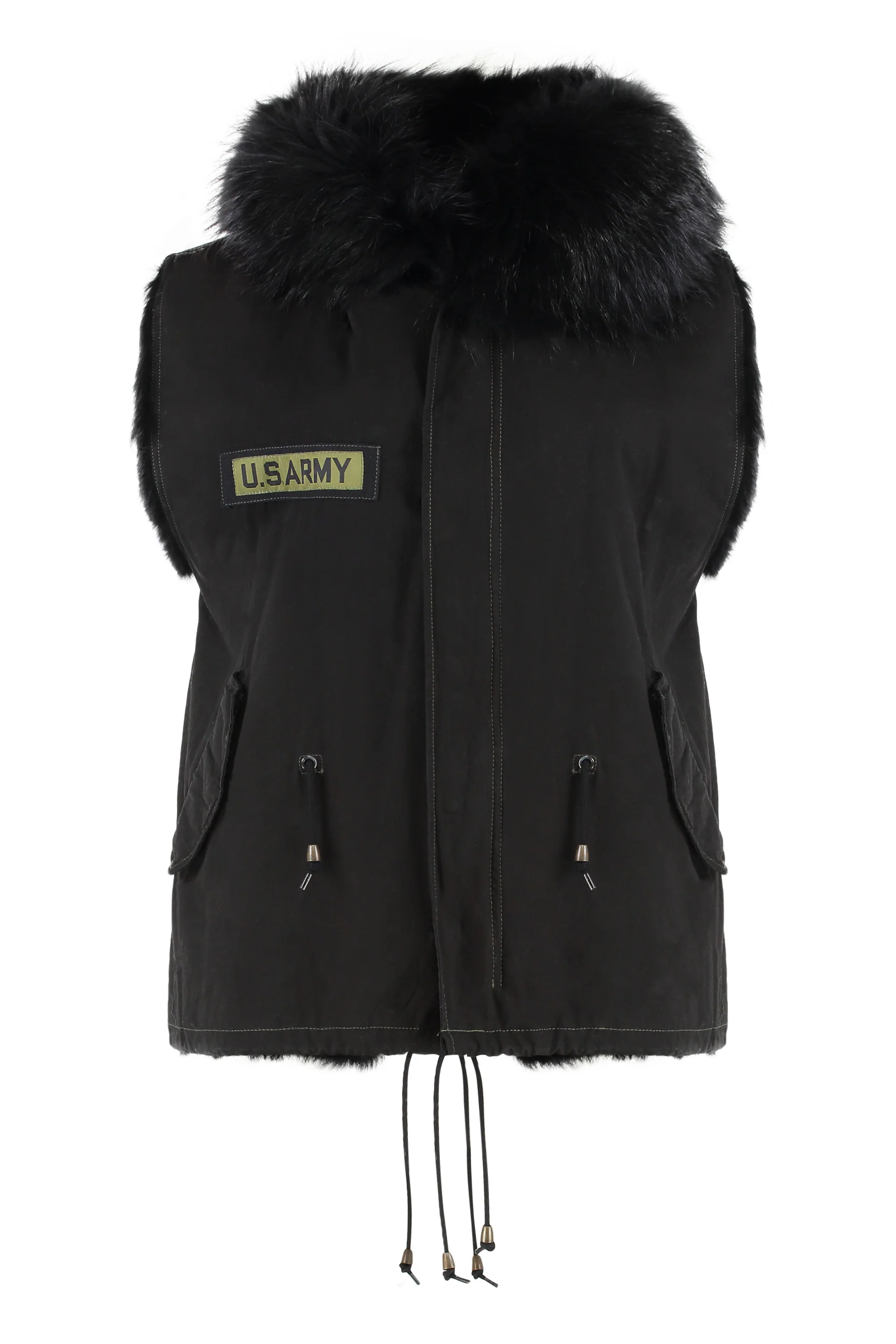 AS65 Faux Fur Sleeveless Mini Jacket