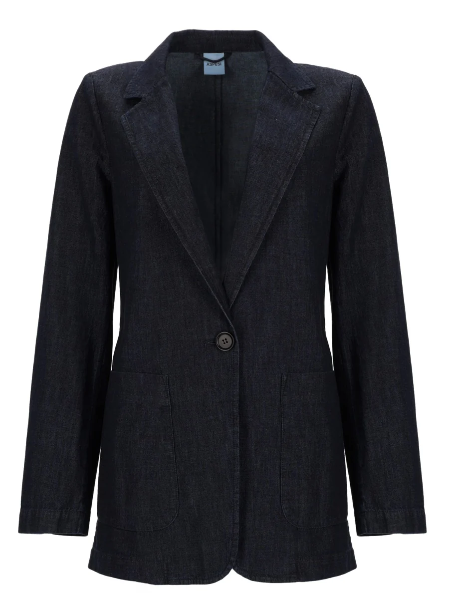 ASPESI Deconstructed Cotton Denim Blazer