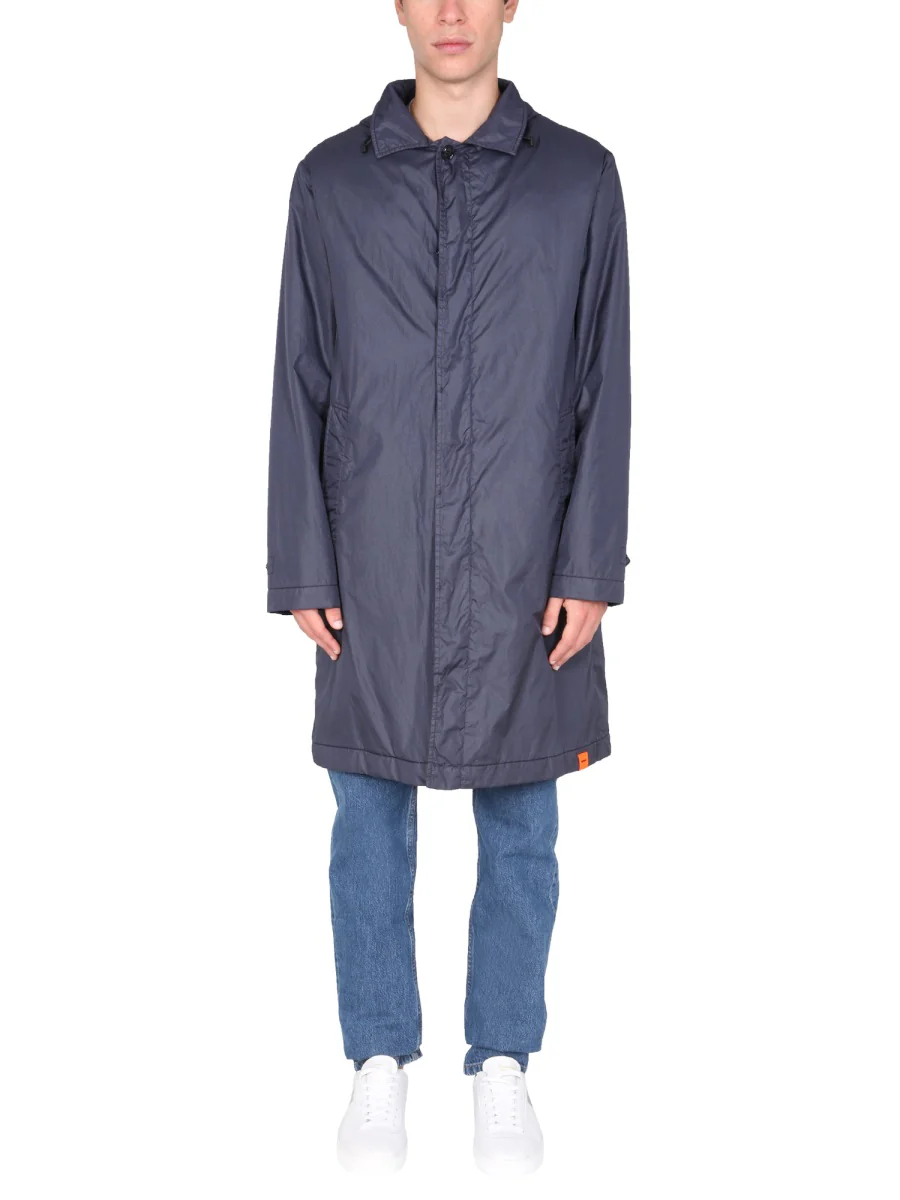 Aspesi Men's Waterproof Trench Jacket with Drawstring Collar