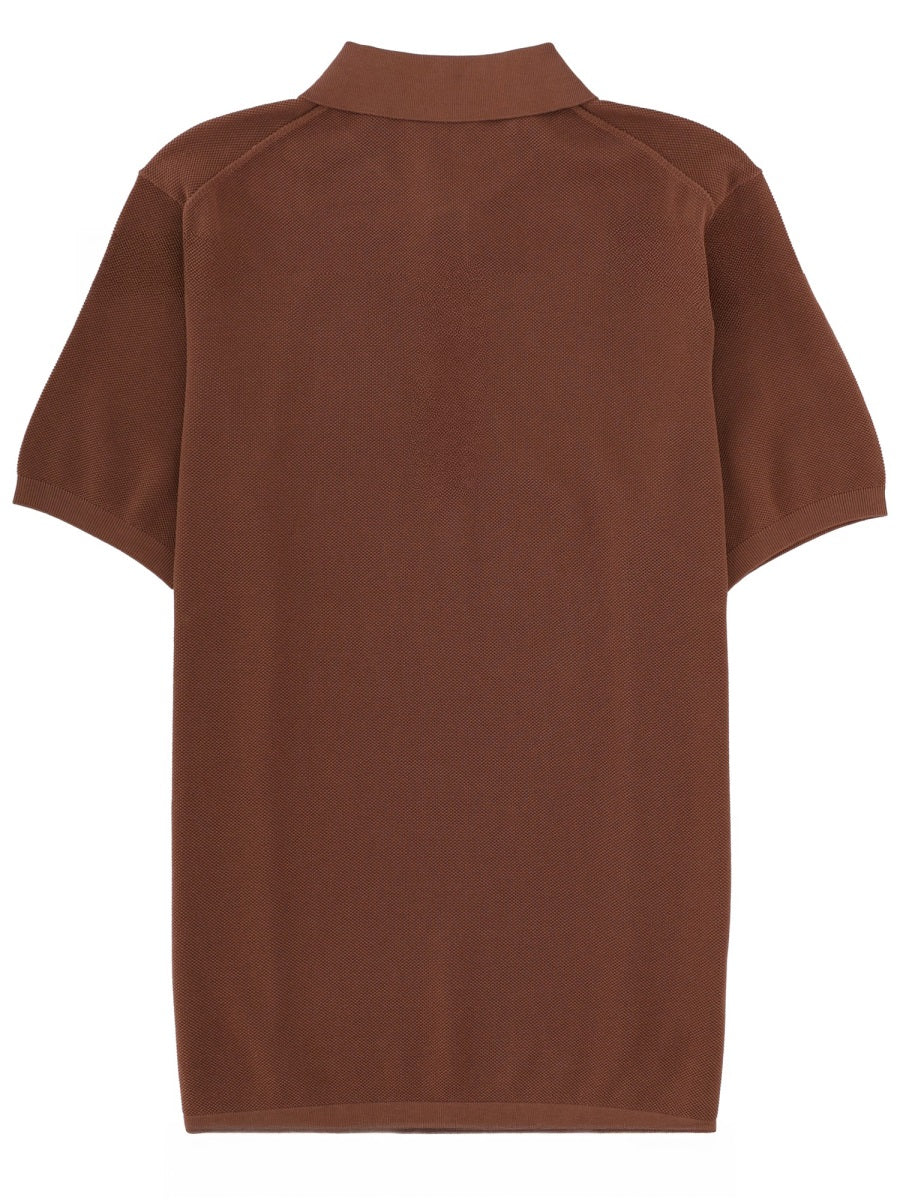ASPESI Short-sleeved Polo Shirt in Garment-dyed Pique Stitch Cotton - Image 2