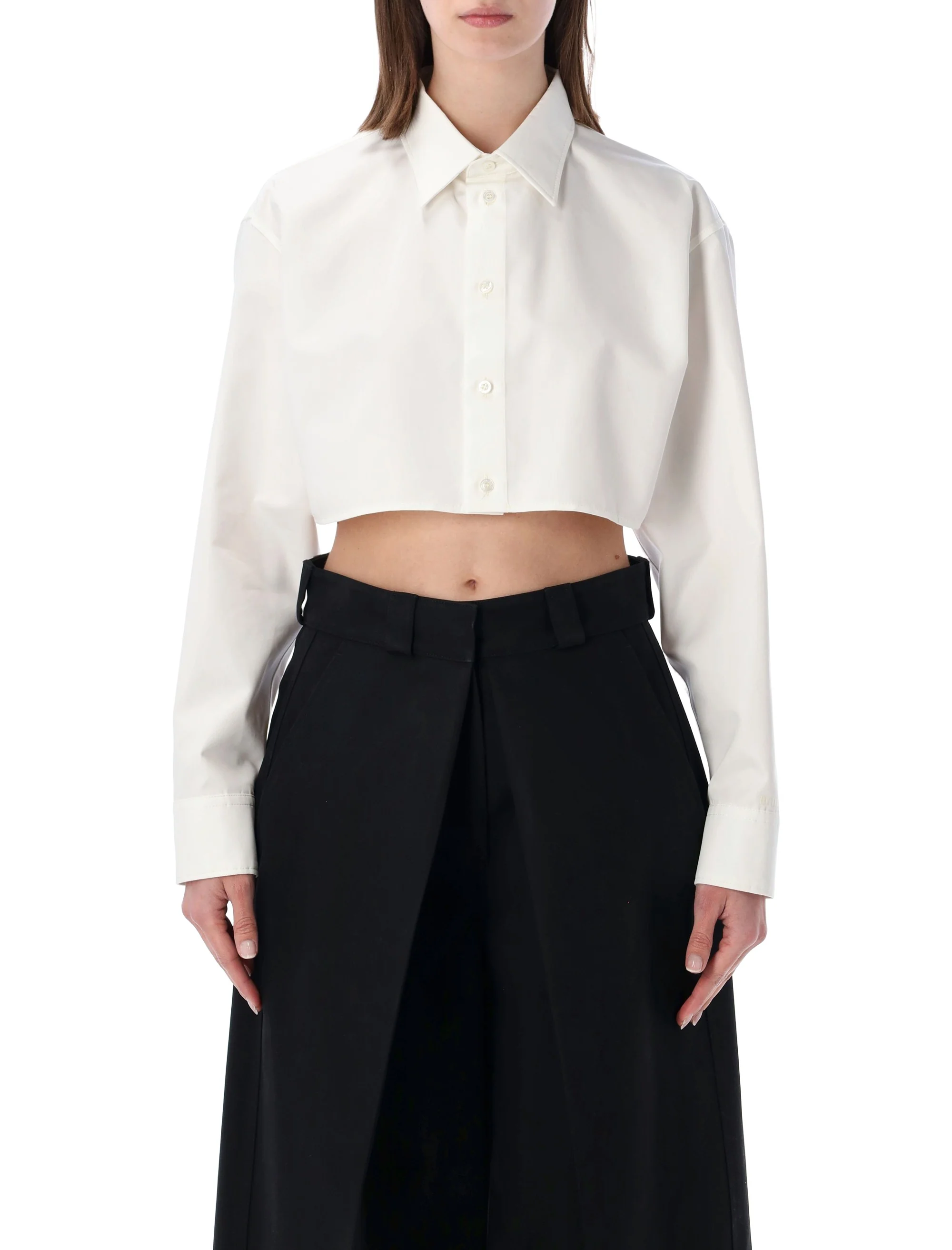 Balenciaga Cropped Shirt in Organdi Cotton and Silk Poplin