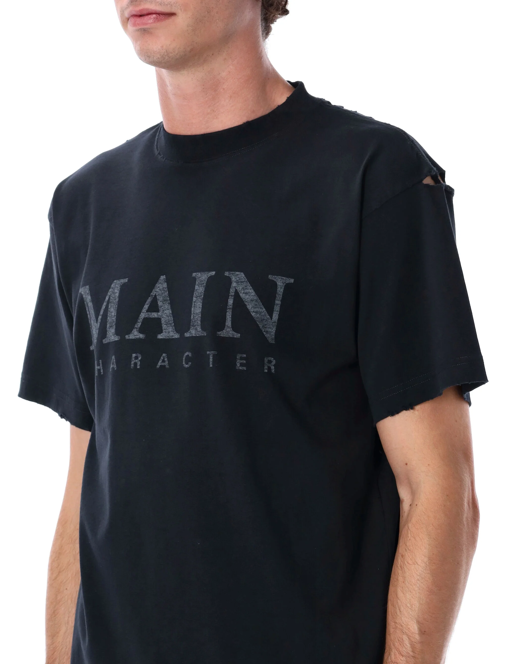 Balenciaga Distressed Logo T-Shirt - Regular Fit - Image 3
