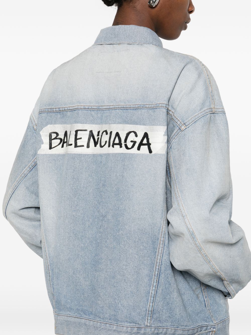 Balenciaga Masking Tape Jacket with Pointed Collar for Women - Image 7