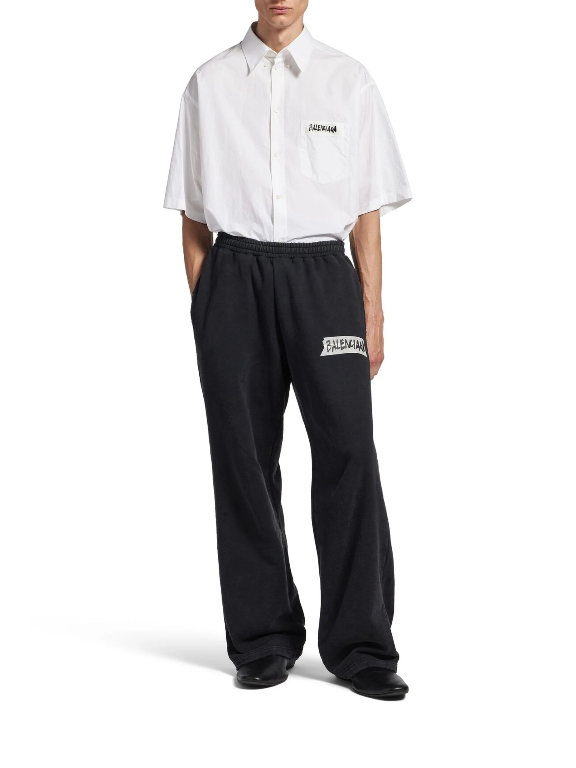 Balenciaga Men's Masking Tape Short Sleeve Shirt Large Fit - Image 3