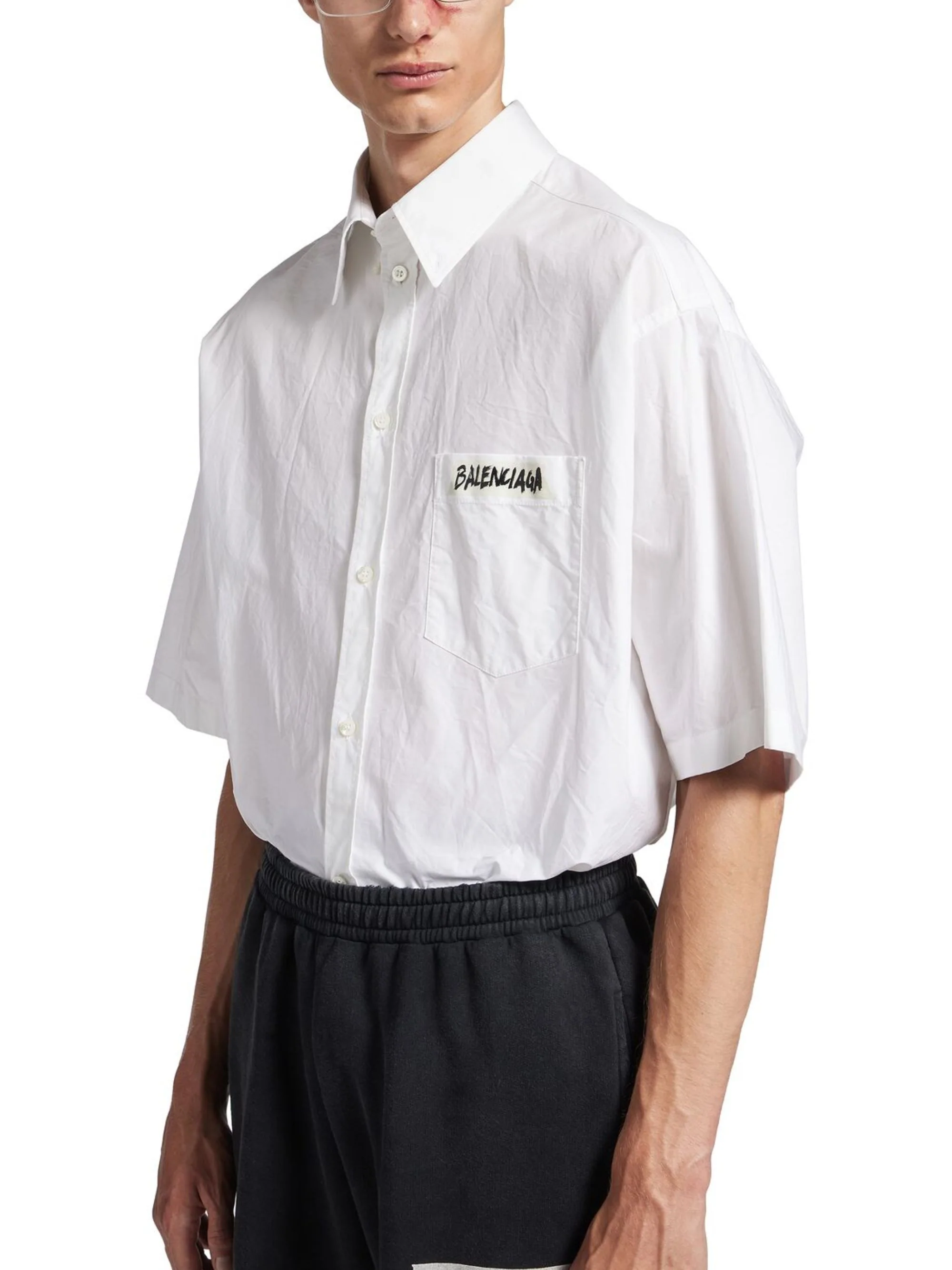 Balenciaga Men's Masking Tape Short Sleeve Shirt Large Fit - Image 4