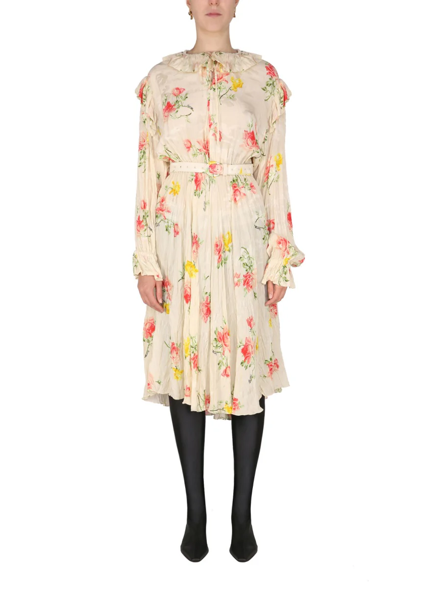 BALENCIAGA Vintage Flower Offshoulder Dress