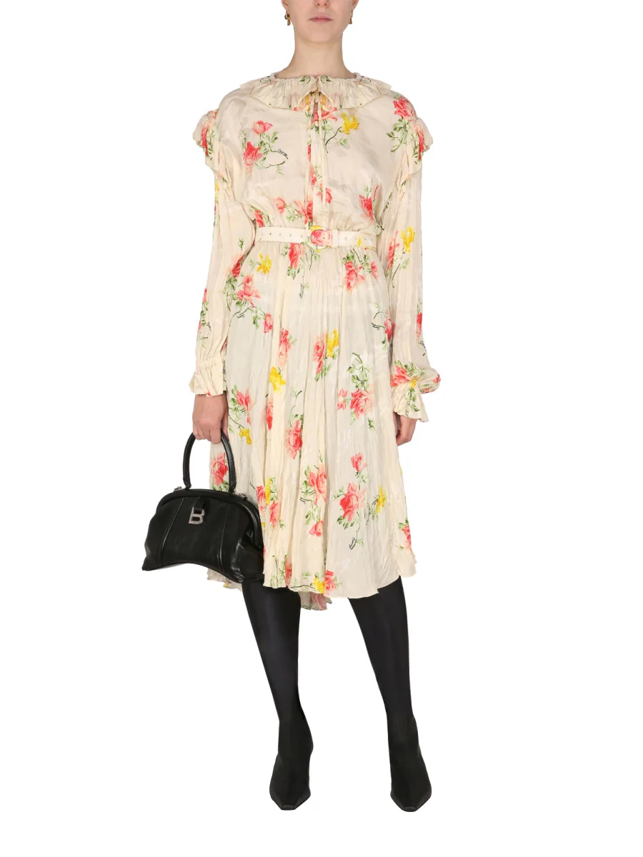 BALENCIAGA Vintage Flower Offshoulder Dress - Image 2