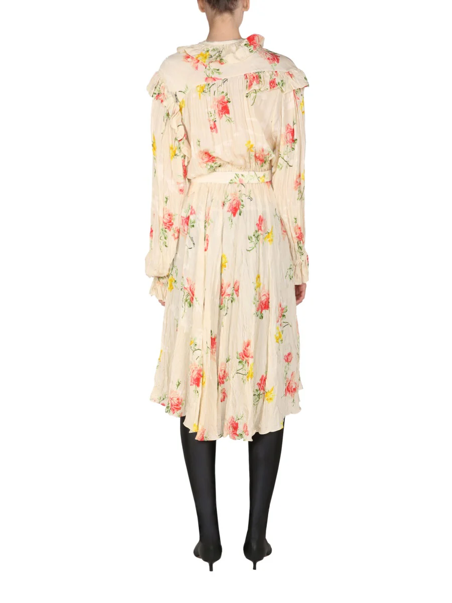 BALENCIAGA Vintage Flower Offshoulder Dress - Image 3
