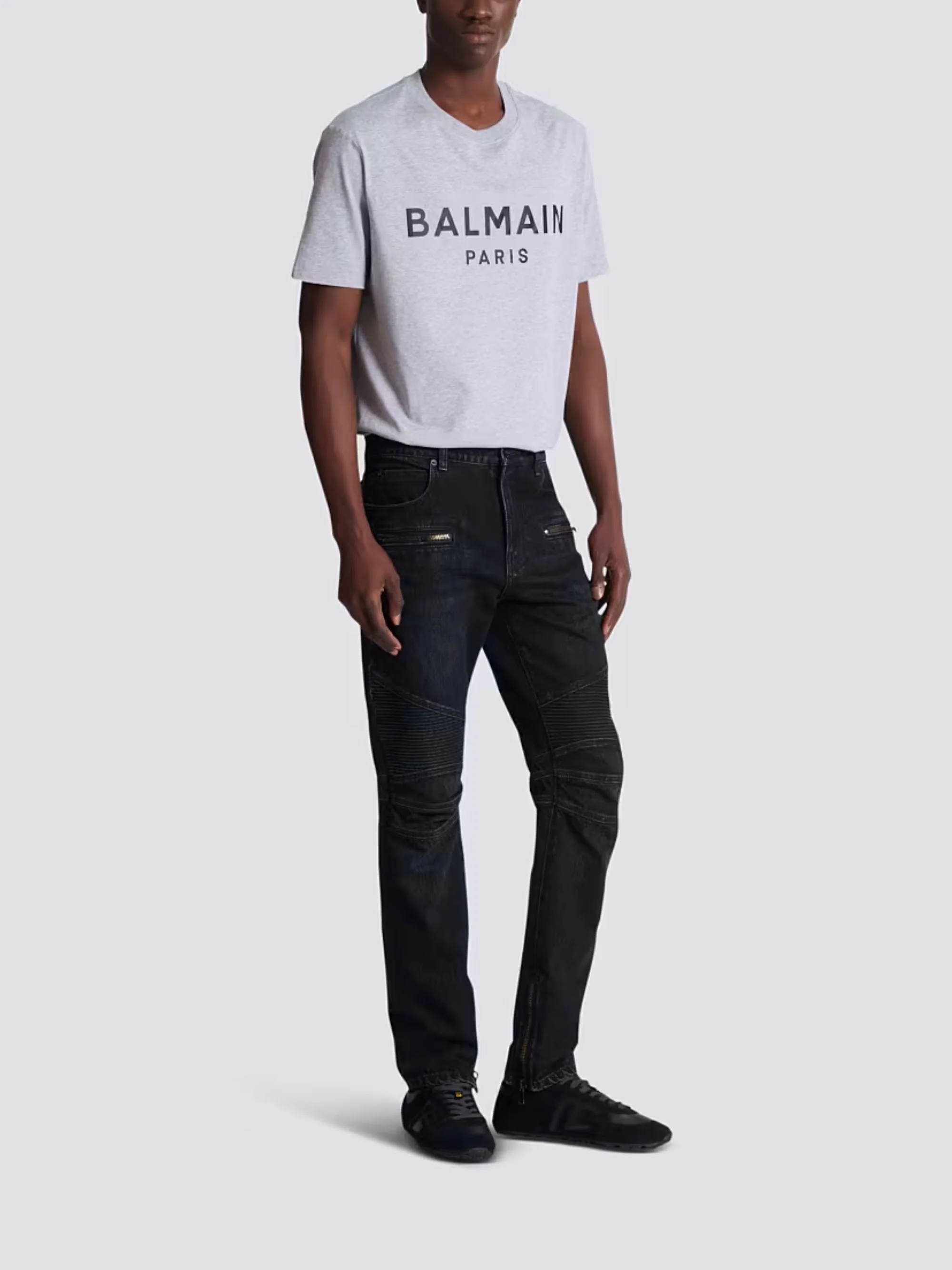 Balmain Biker Zip-detail Cotton Jeans - Image 2