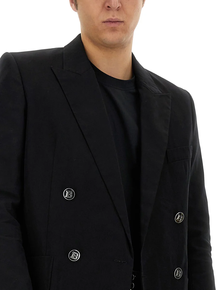 BALMAIN Cotton Twill Double-breasted Blazer - Image 4