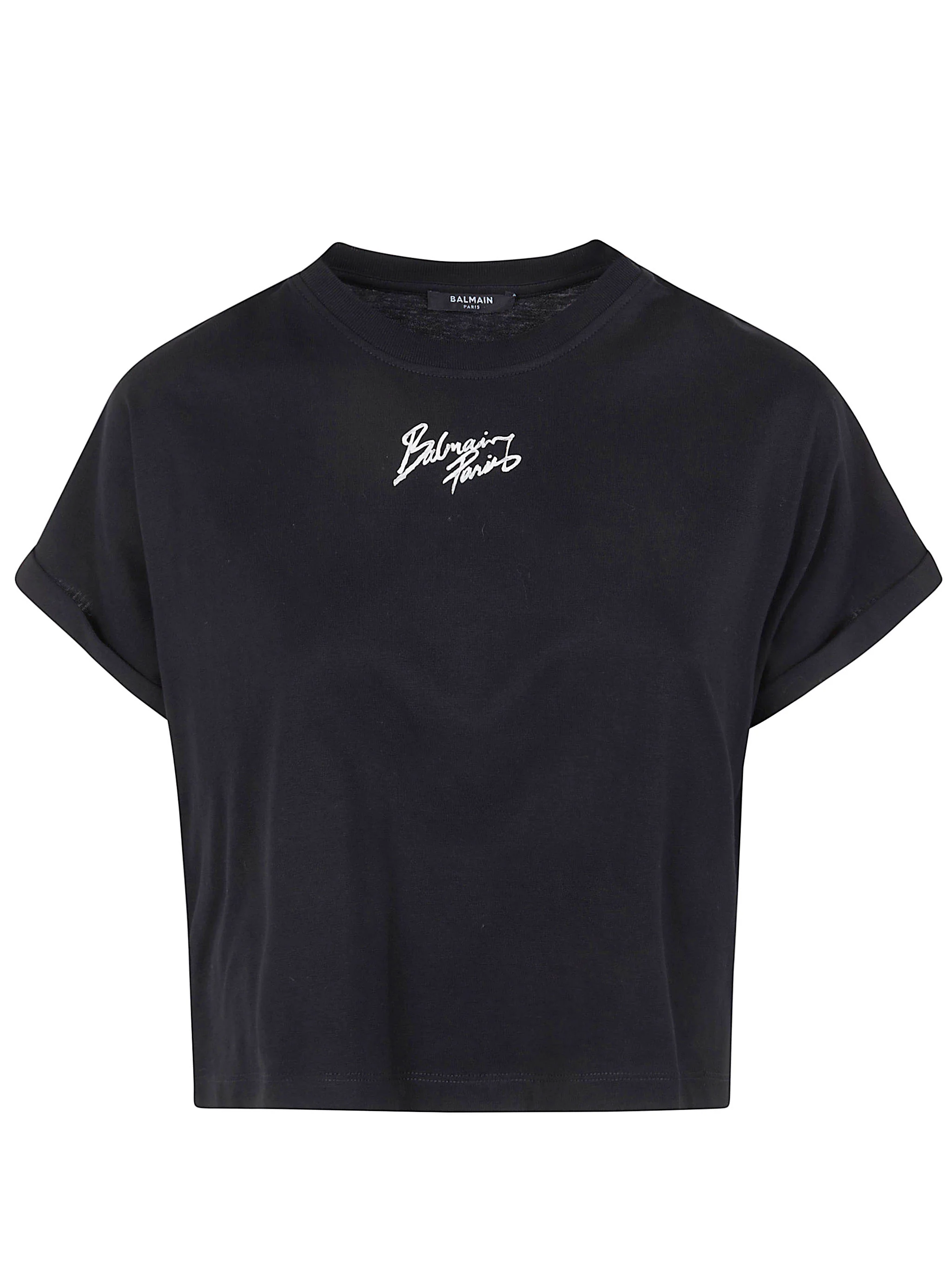 BALMAIN Cropped T-shirt with Logo