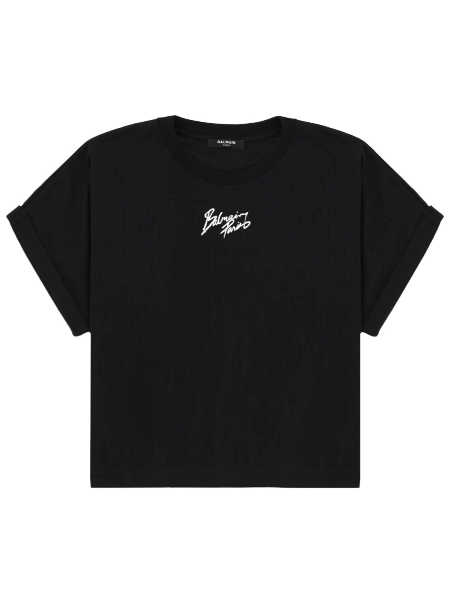 BALMAIN Cropped T-shirt with Logo - Image 4