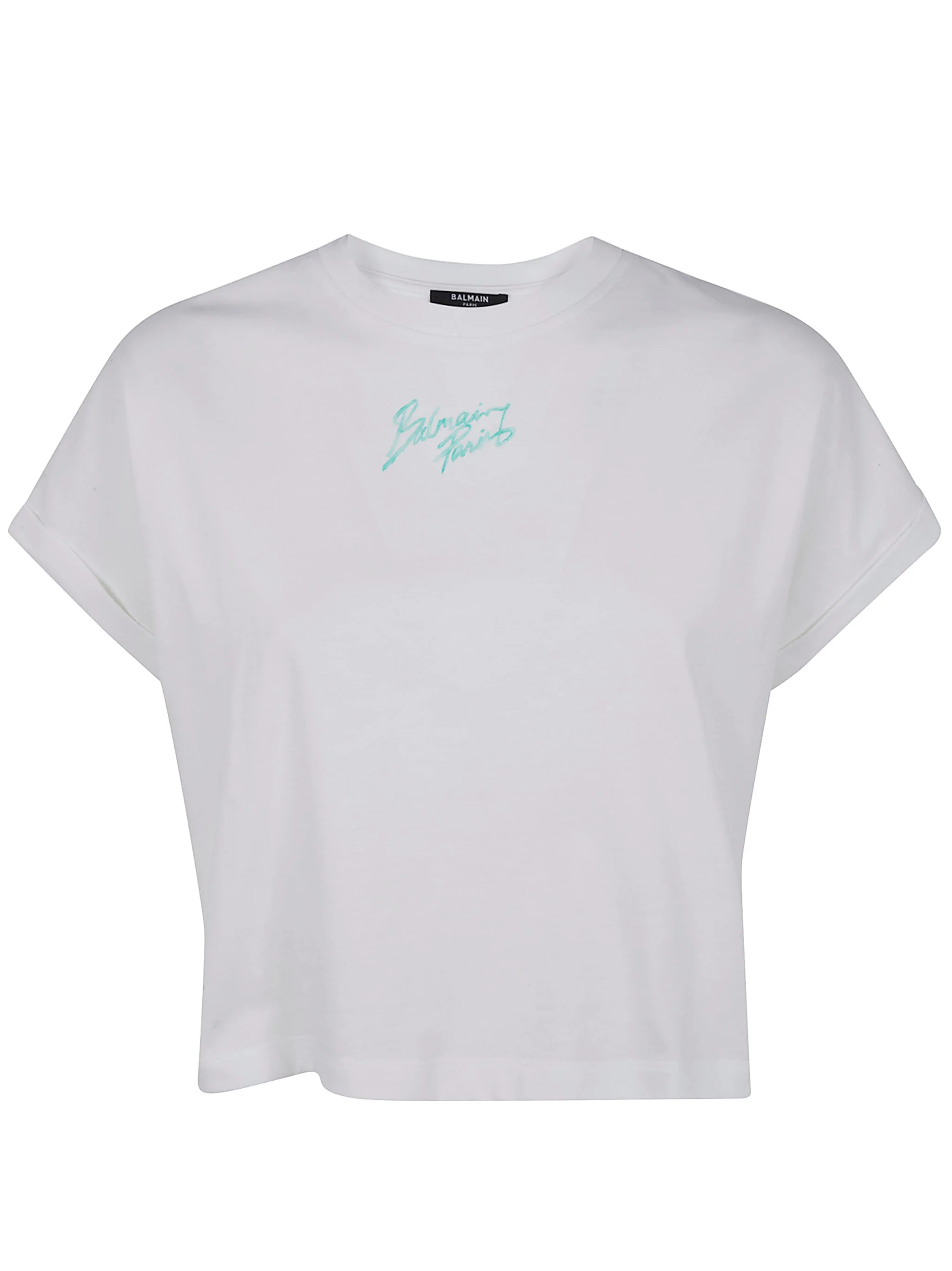 BALMAIN Cropped T-shirt with Logo