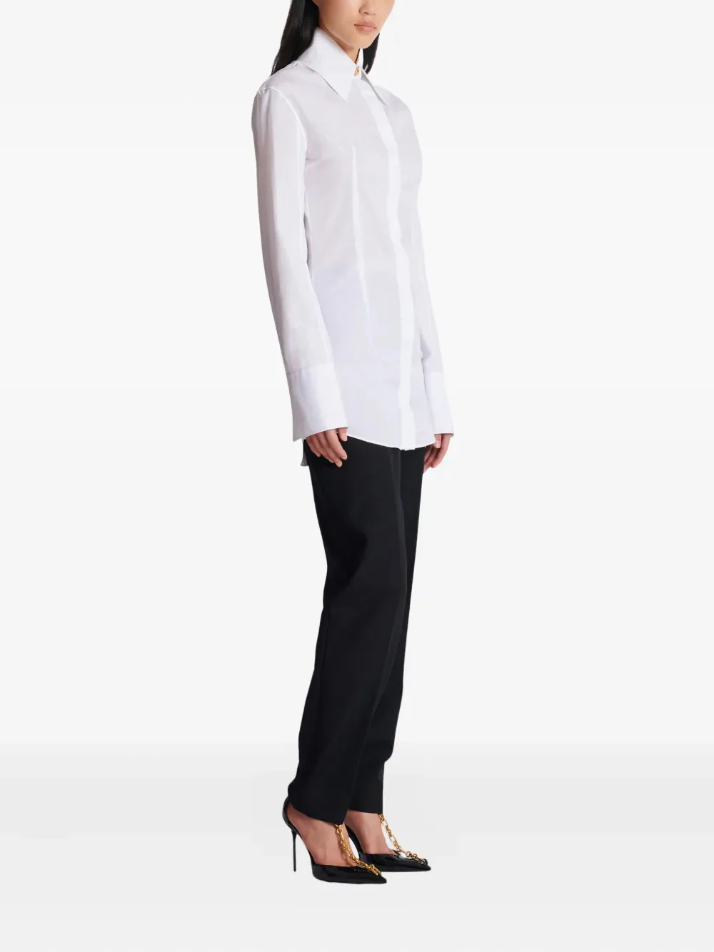 Balmain Fitted Long Sleeve Shirt with Button Cuffs and Hidden Pocket (Size 36) - Image 3