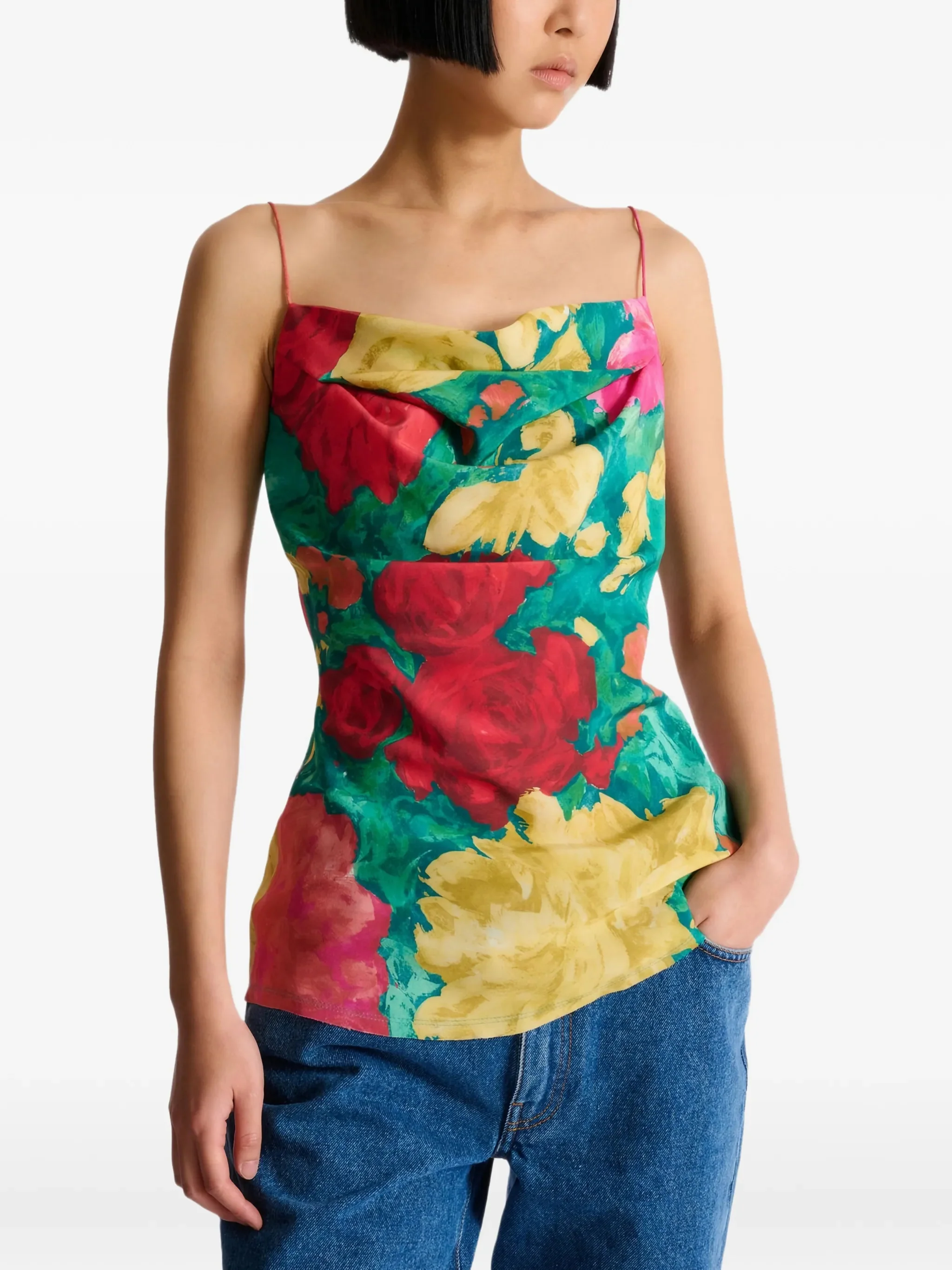 Balmain Flowing Fit Cowl Neck Top with Thin Straps - Size 36 - Image 3