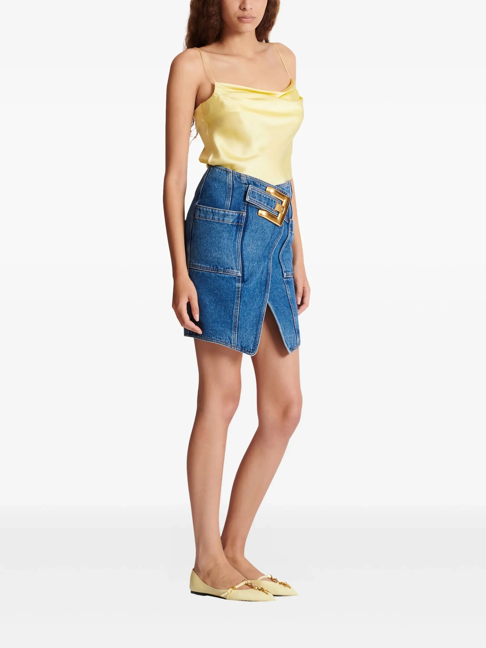 Balmain Integrated Belt Skirt with Anthem Buckle - Size 36 - Image 3